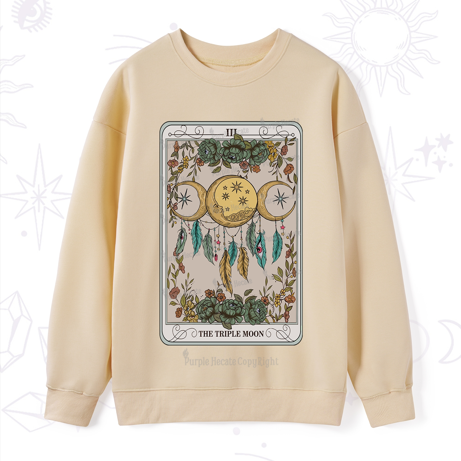 Purplehecate The Triple Moon Tarot Card Sweatshirt
