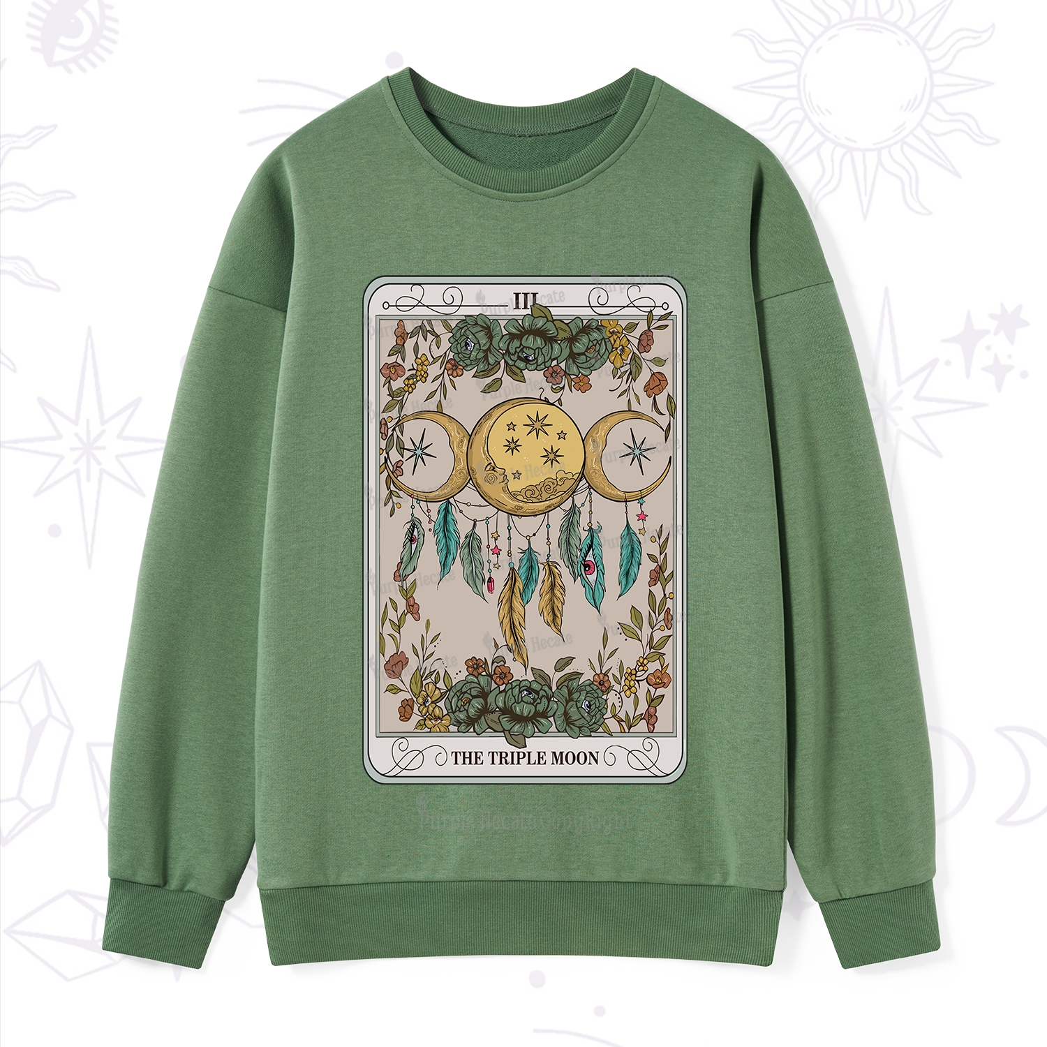 Purplehecate The Triple Moon Tarot Card Sweatshirt