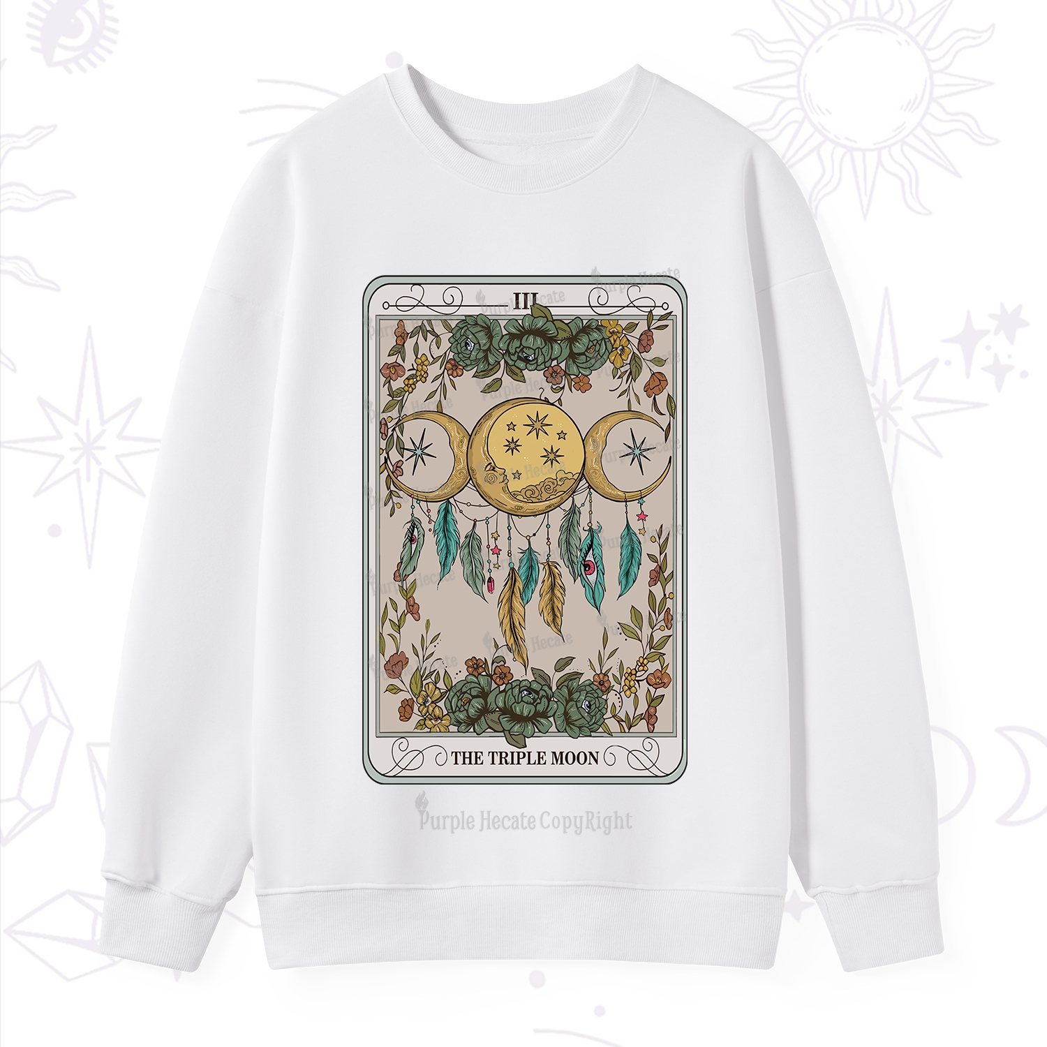 Purplehecate The Triple Moon Tarot Card Sweatshirt