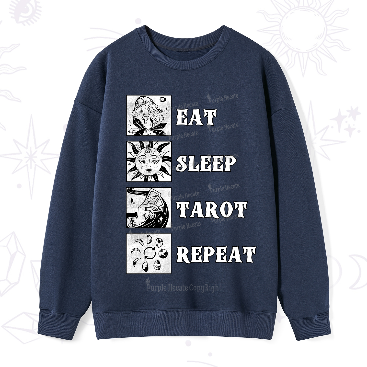 Purplehecate Eat Sleep Tarot Repeat Sweatshirt