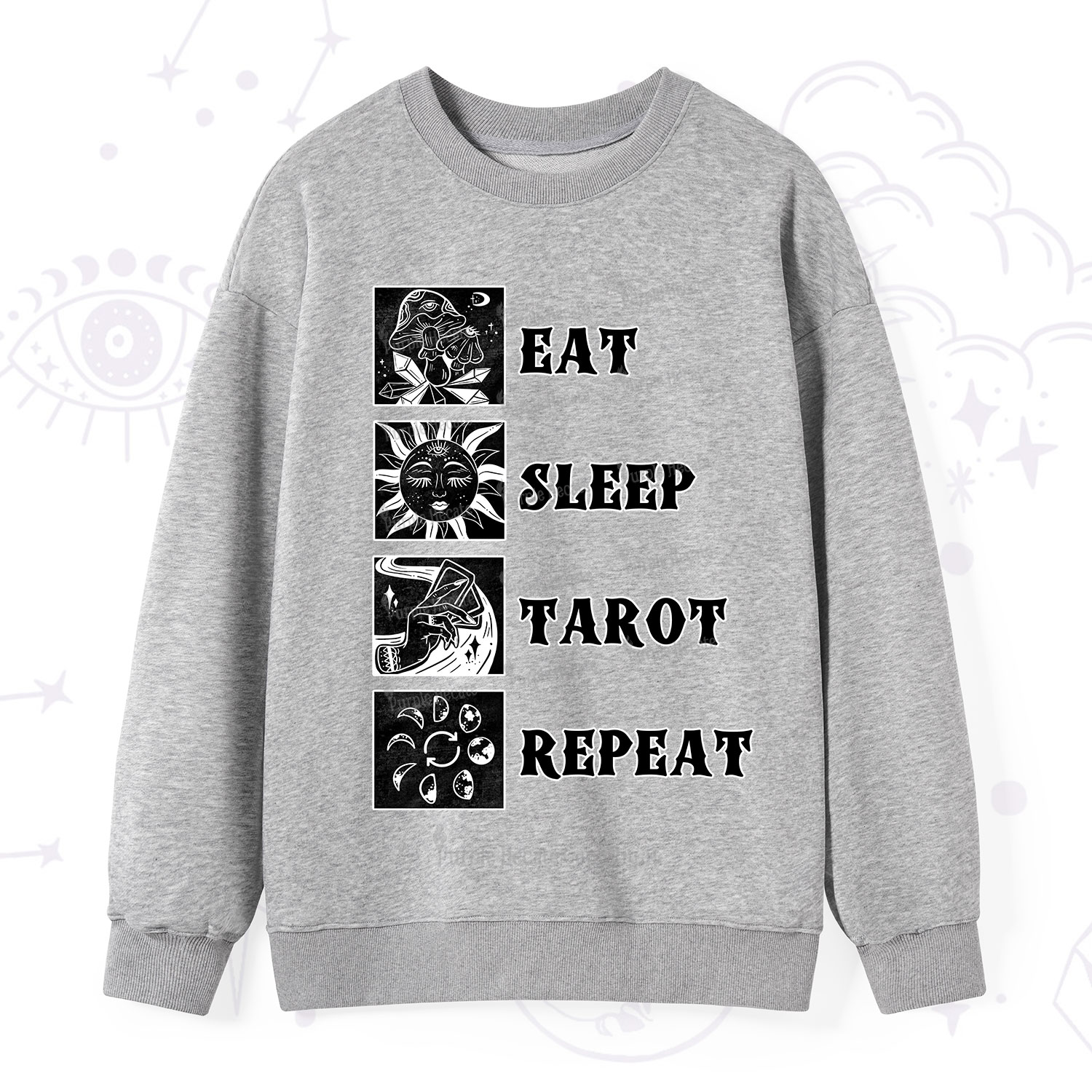 Purplehecate Eat Sleep Tarot Repeat Sweatshirt