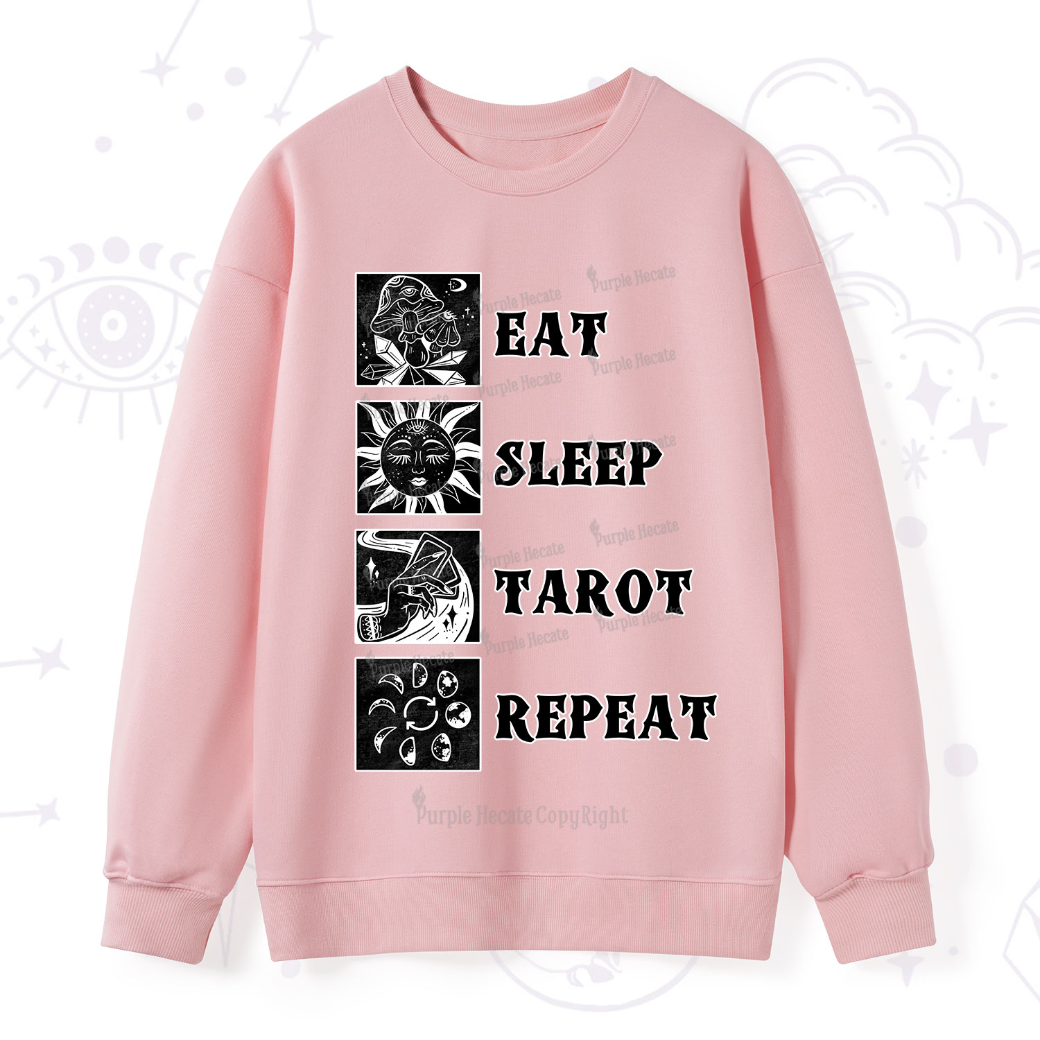 Purplehecate Eat Sleep Tarot Repeat Sweatshirt