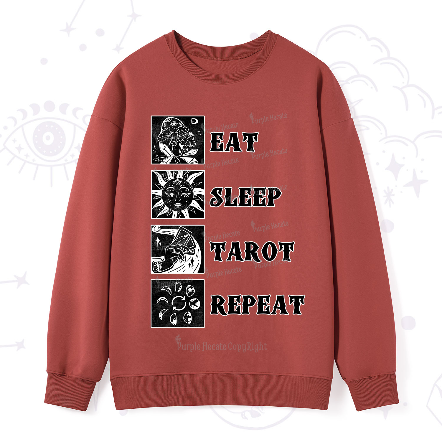Purplehecate Eat Sleep Tarot Repeat Sweatshirt