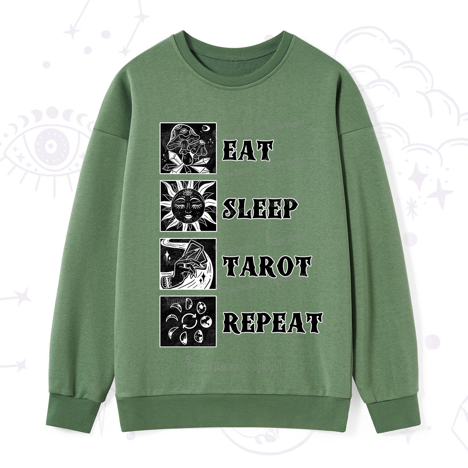 Purplehecate Eat Sleep Tarot Repeat Sweatshirt