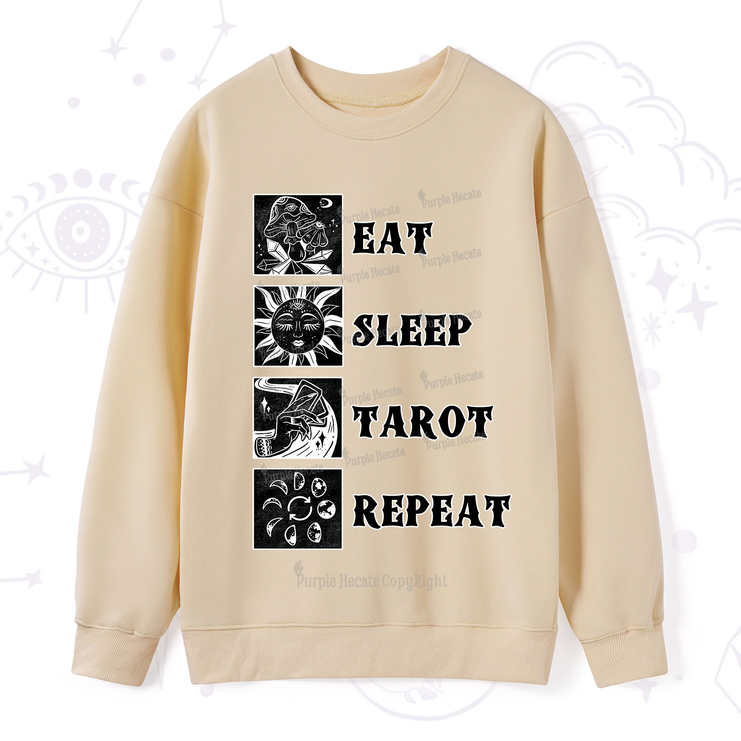 Purplehecate Eat Sleep Tarot Repeat Sweatshirt