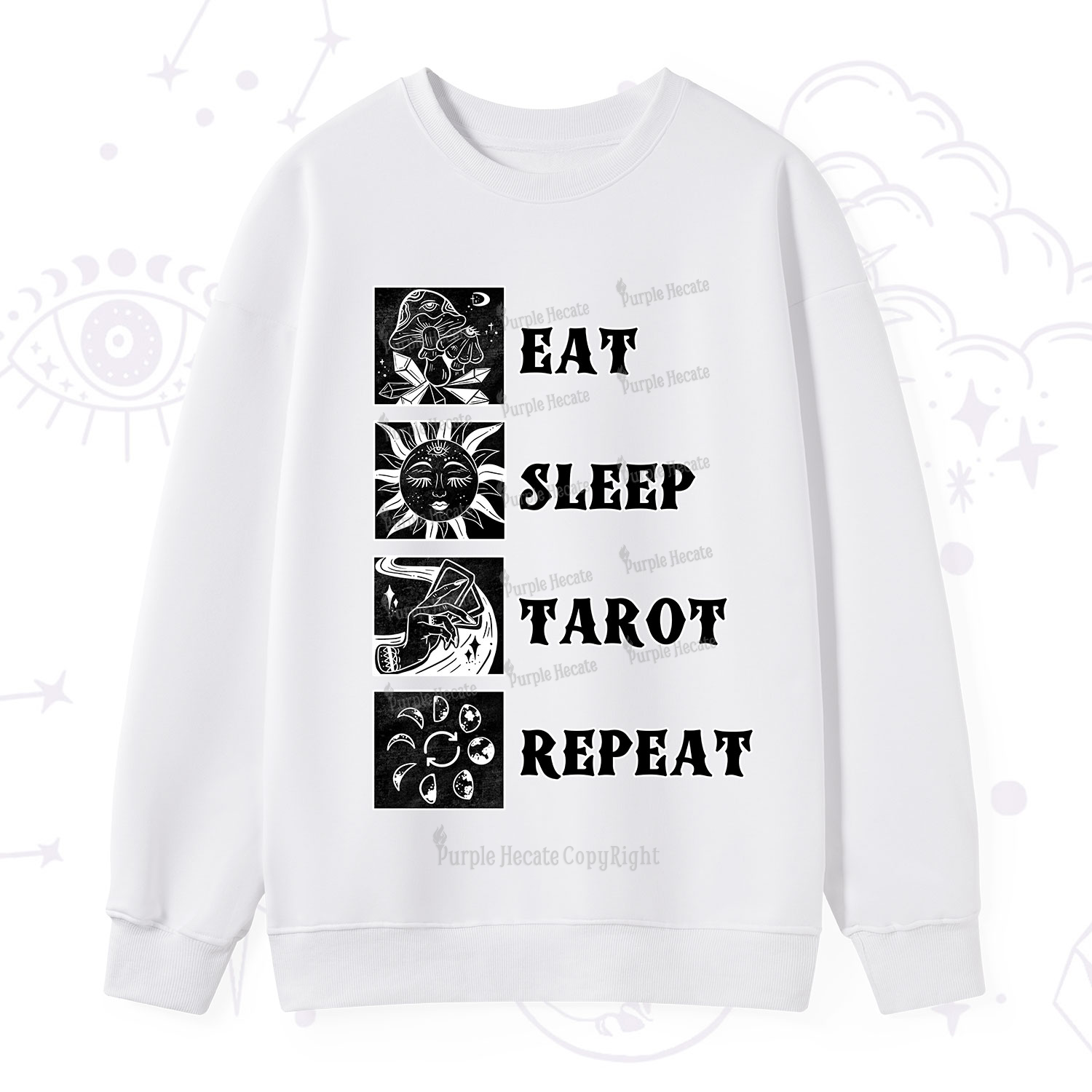 Purplehecate Eat Sleep Tarot Repeat Sweatshirt