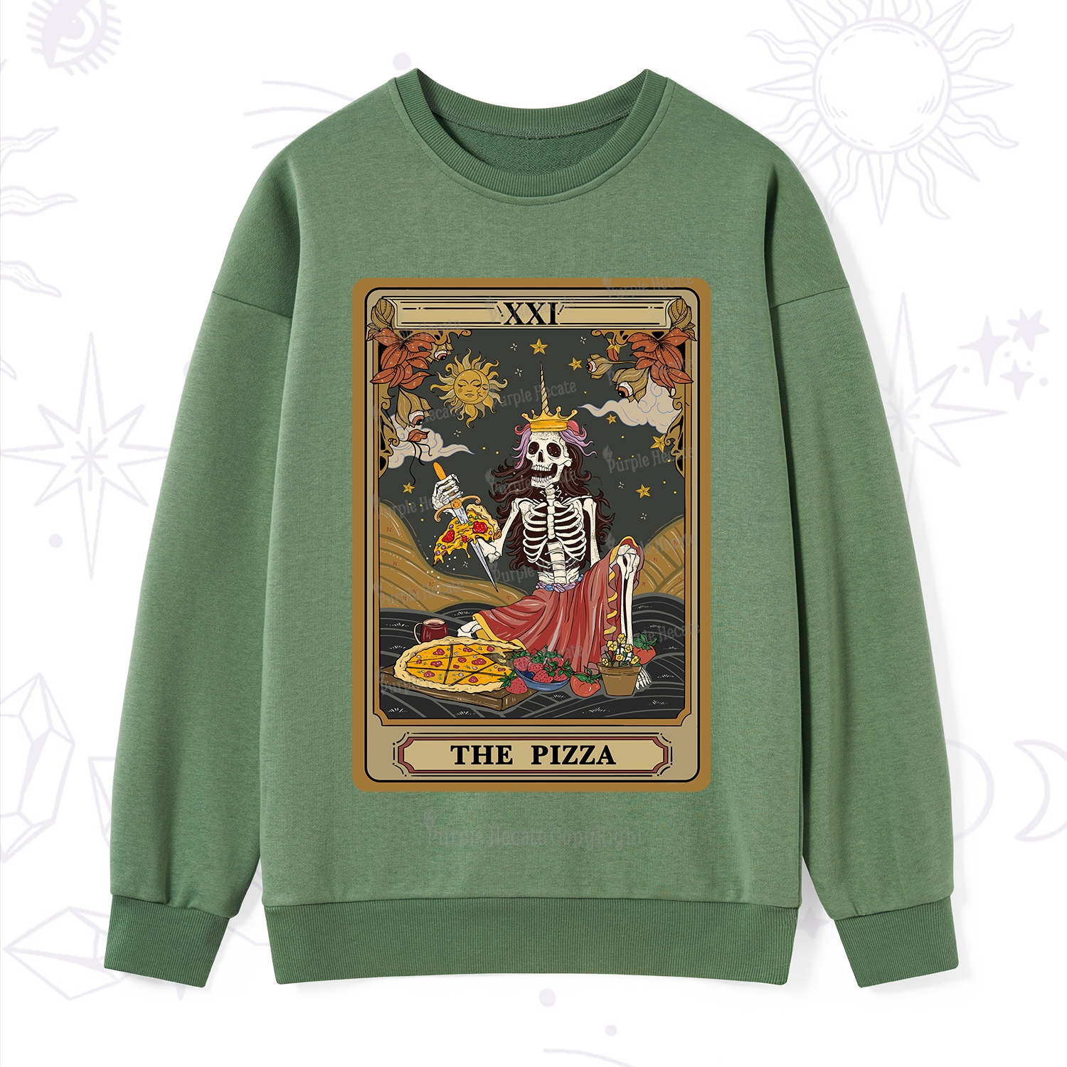 Purplehecate The Pizza Tarot Card Sweatshirt