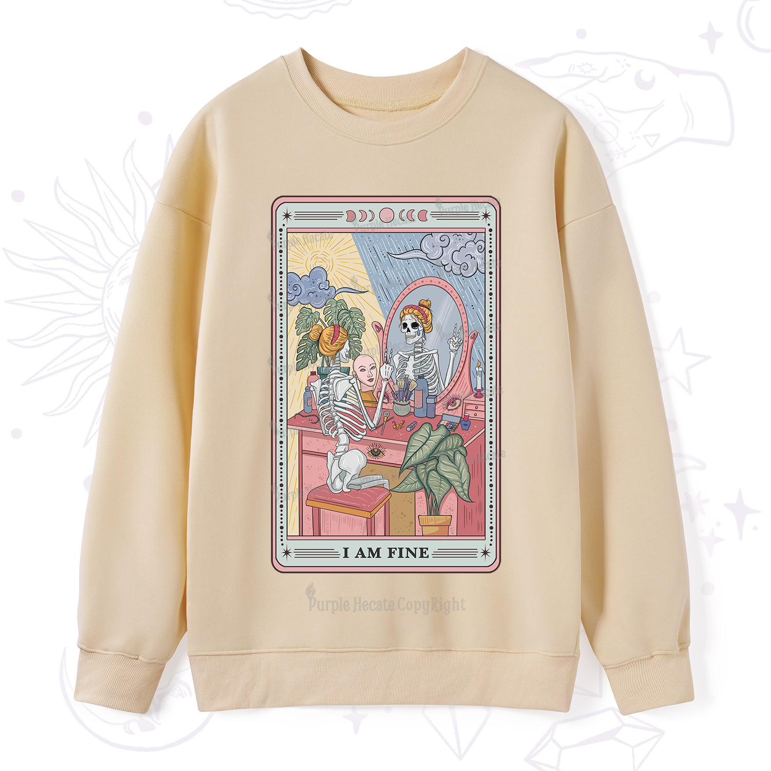 Purplehecate I Am Fine Tarot Card Sweatshirt