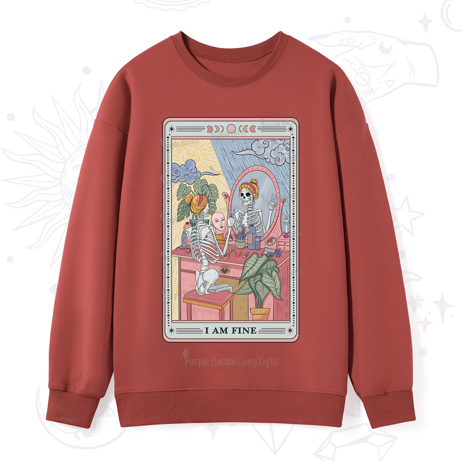 Purplehecate I Am Fine Tarot Card Sweatshirt