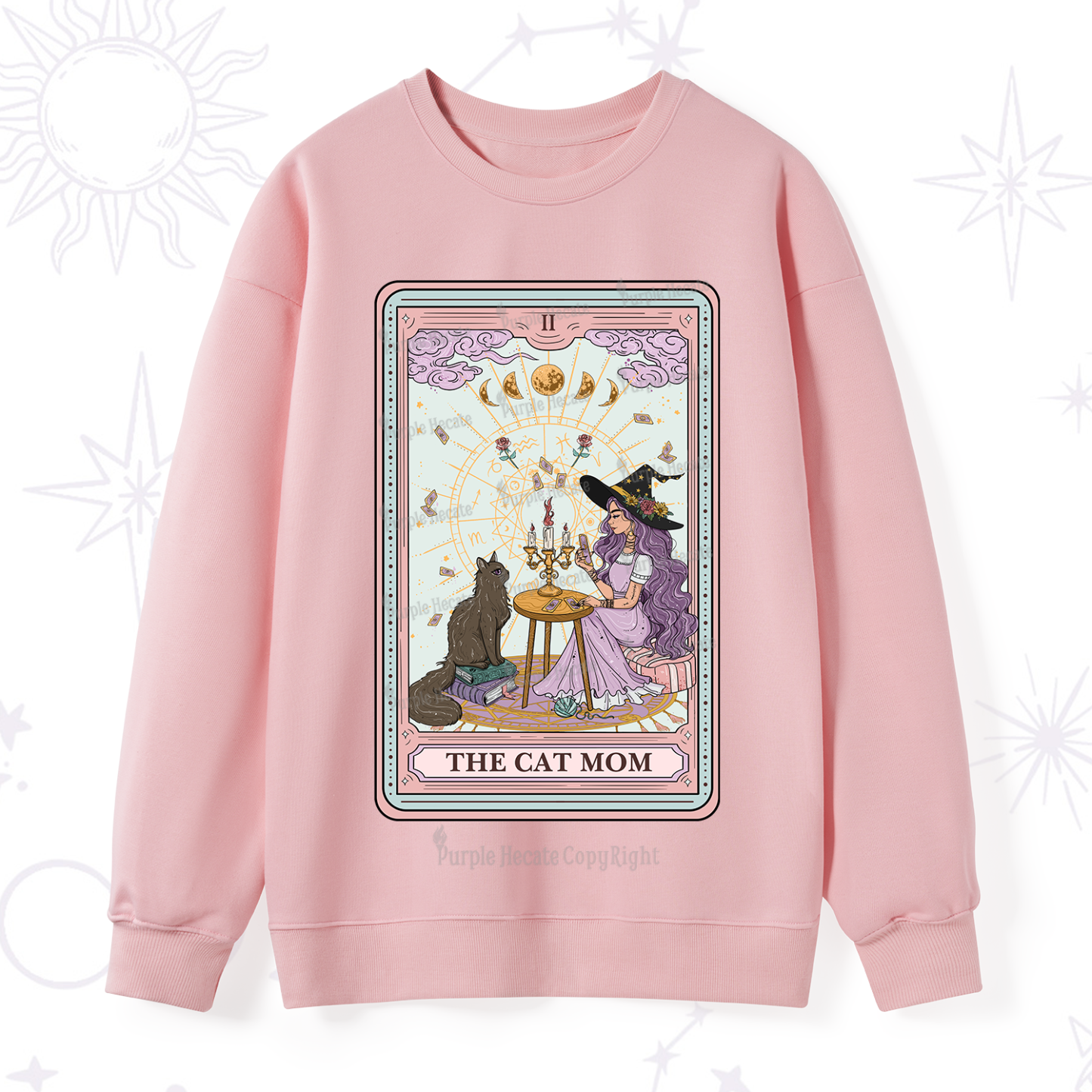 Purplehecate The Cat Witch Mom Tarot Sweatshirt