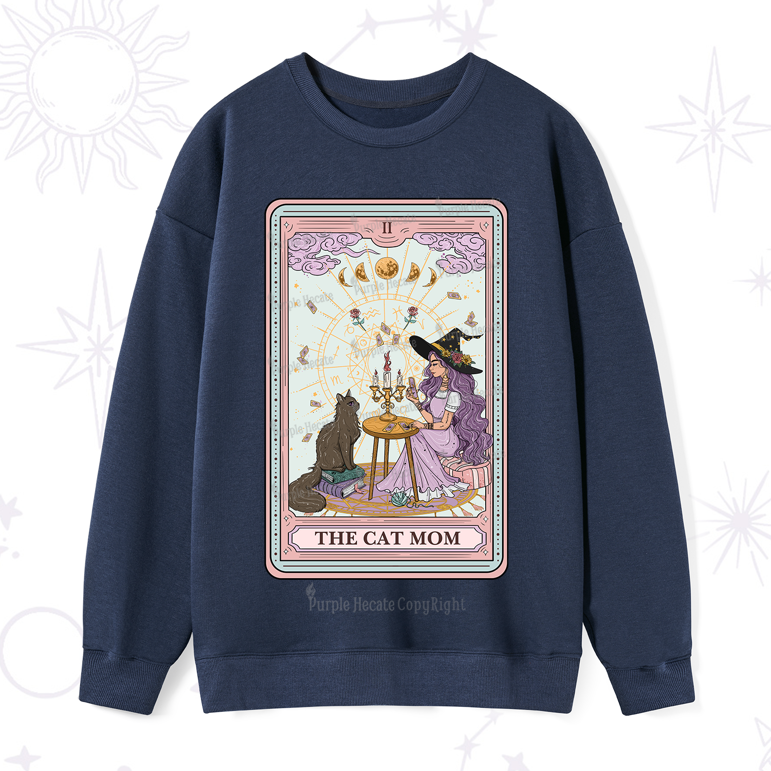 Purplehecate The Cat Witch Mom Tarot Sweatshirt