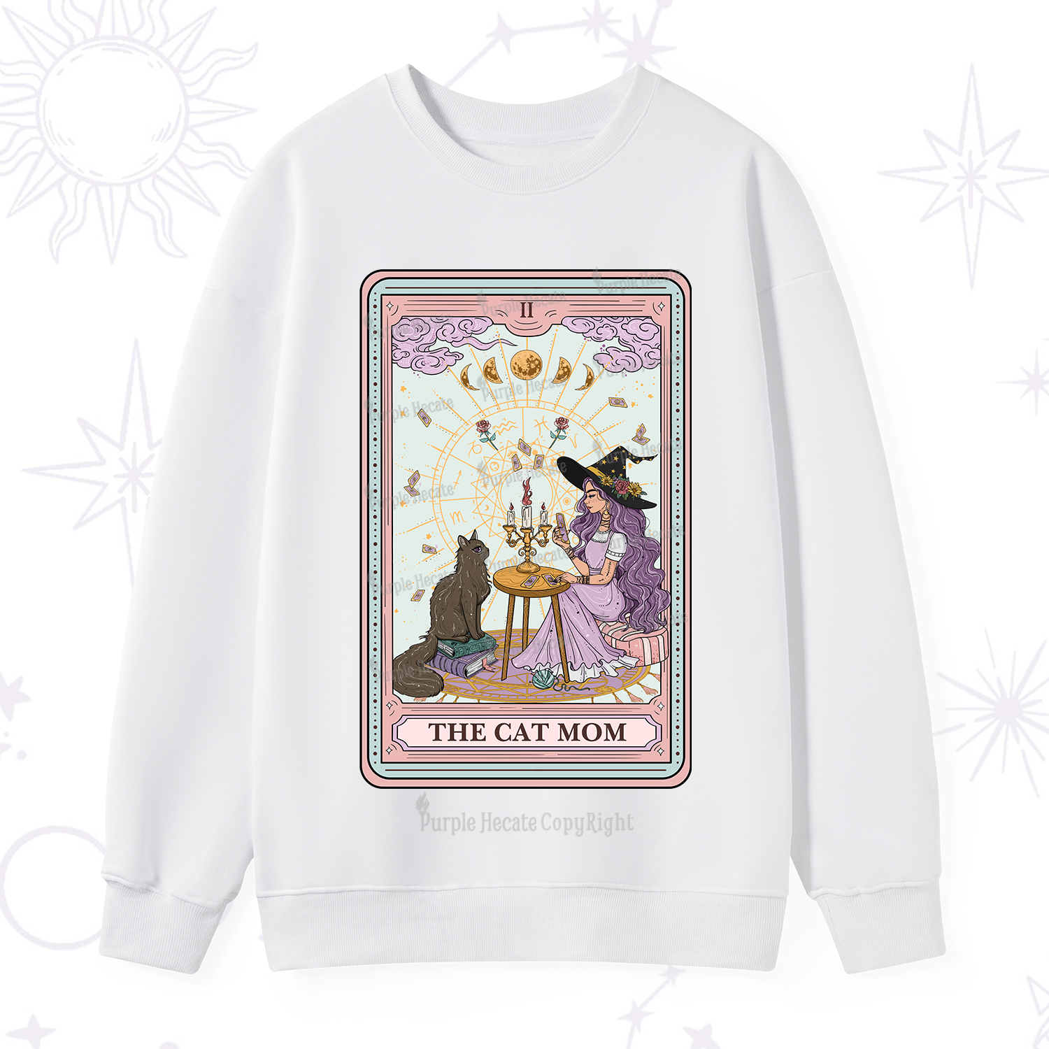 Purplehecate The Cat Witch Mom Tarot Sweatshirt