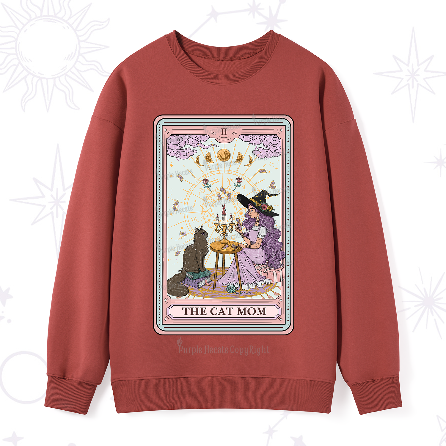 Purplehecate The Cat Witch Mom Tarot Sweatshirt