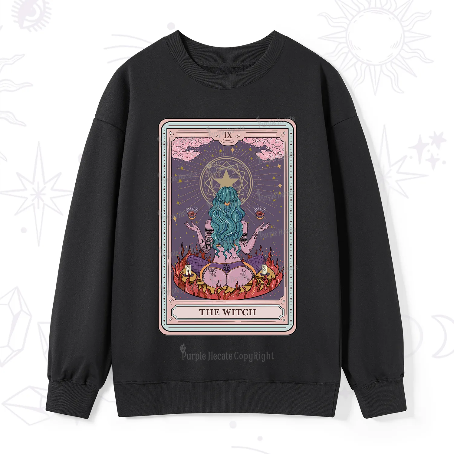 Purplehecate The Witch Tarot Card Sweatshirt