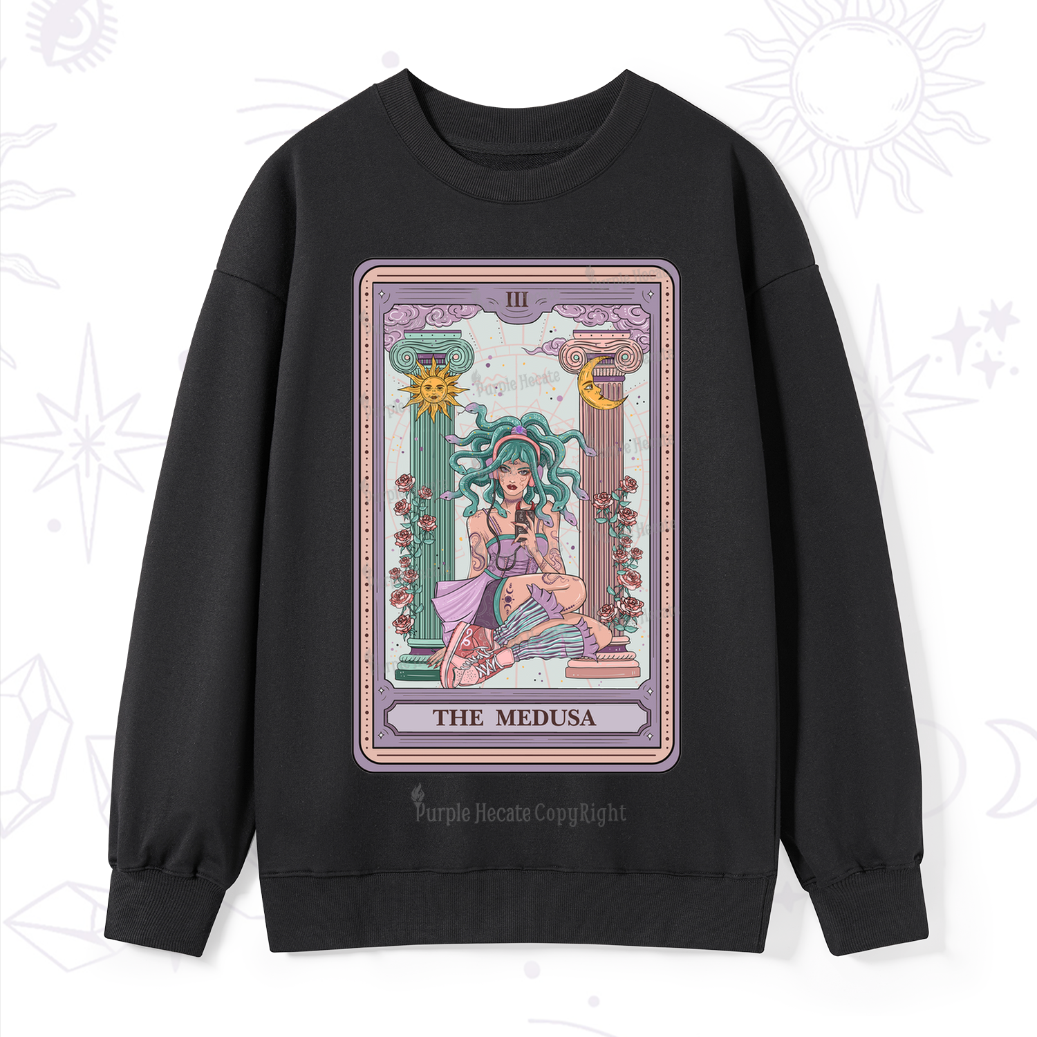Purplehecate The Fashionable Medusa Tarot Card Sweatshirt