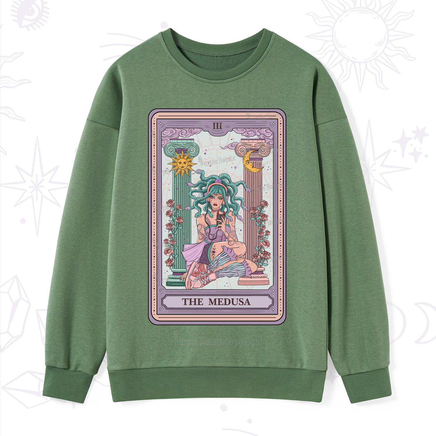 Purplehecate The Fashionable Medusa Tarot Card Sweatshirt