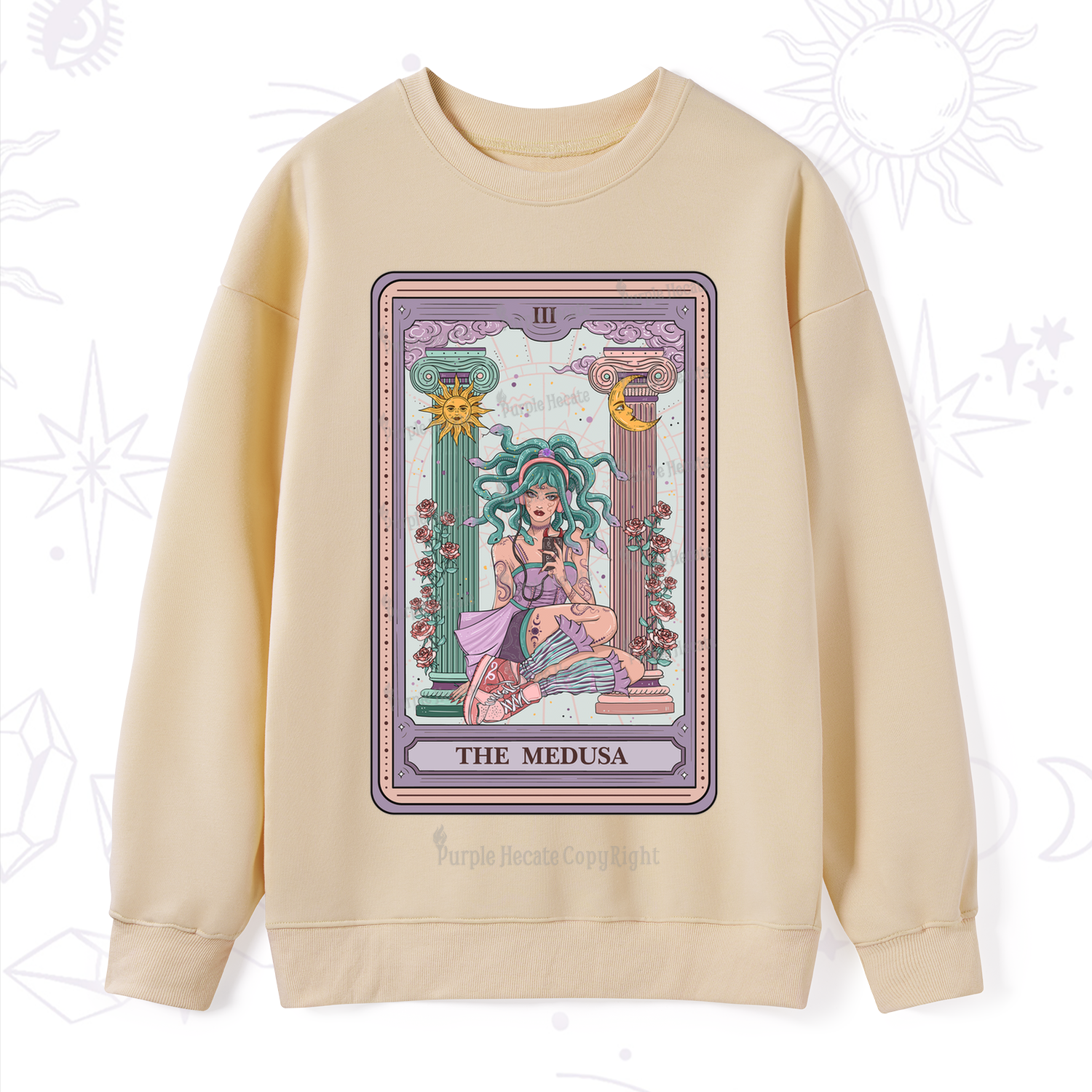 Purplehecate The Fashionable Medusa Tarot Card Sweatshirt