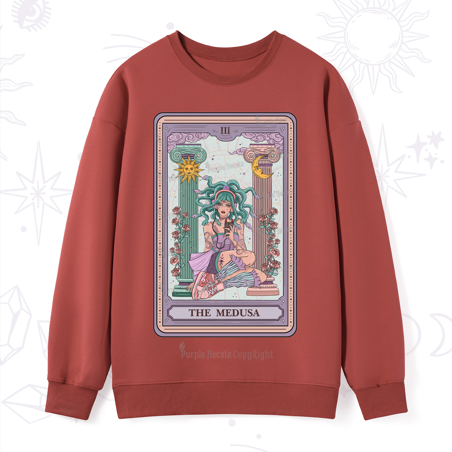 Purplehecate The Fashionable Medusa Tarot Card Sweatshirt