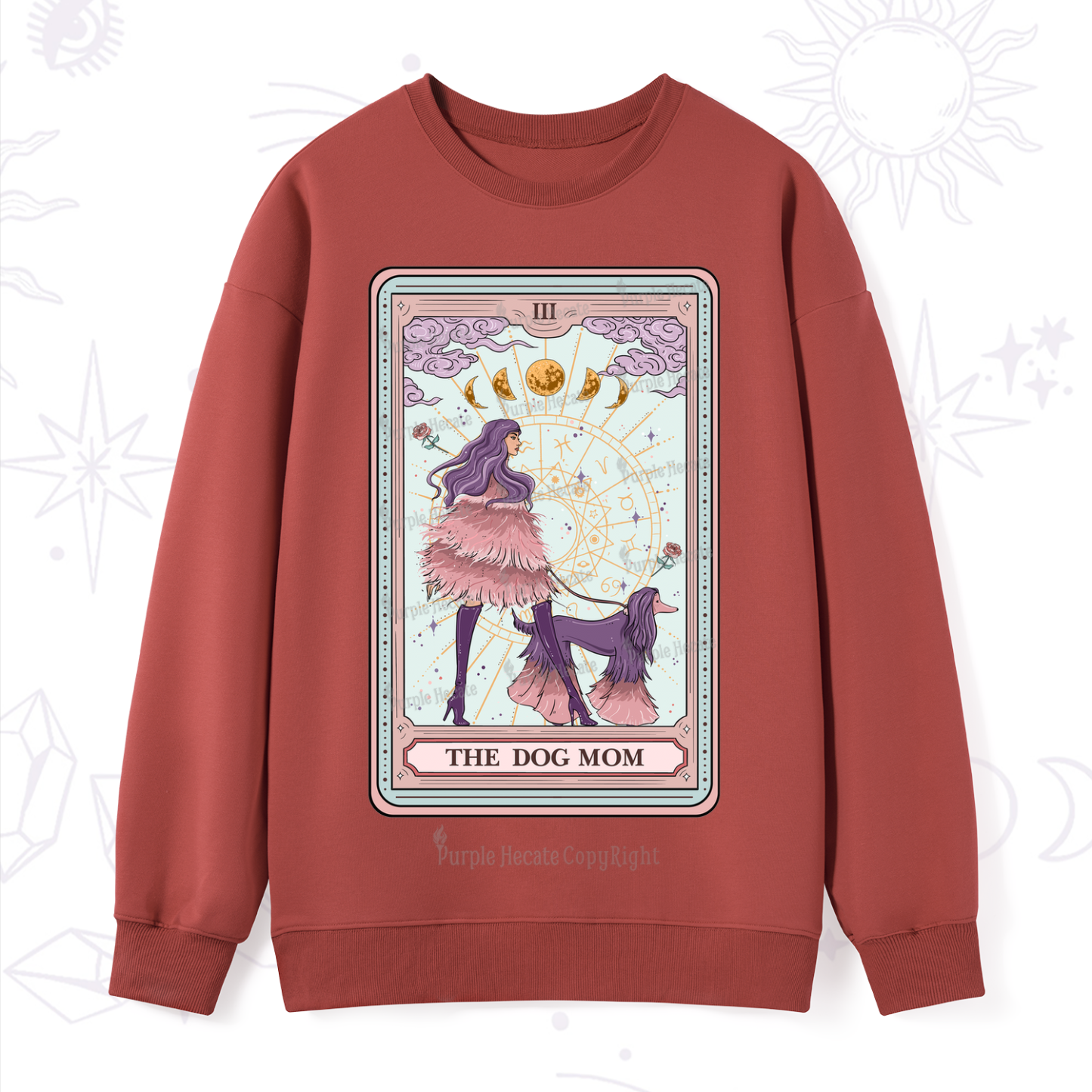 Purplehecate The Fashionable Dog Mom Tarot Card Sweatshirt