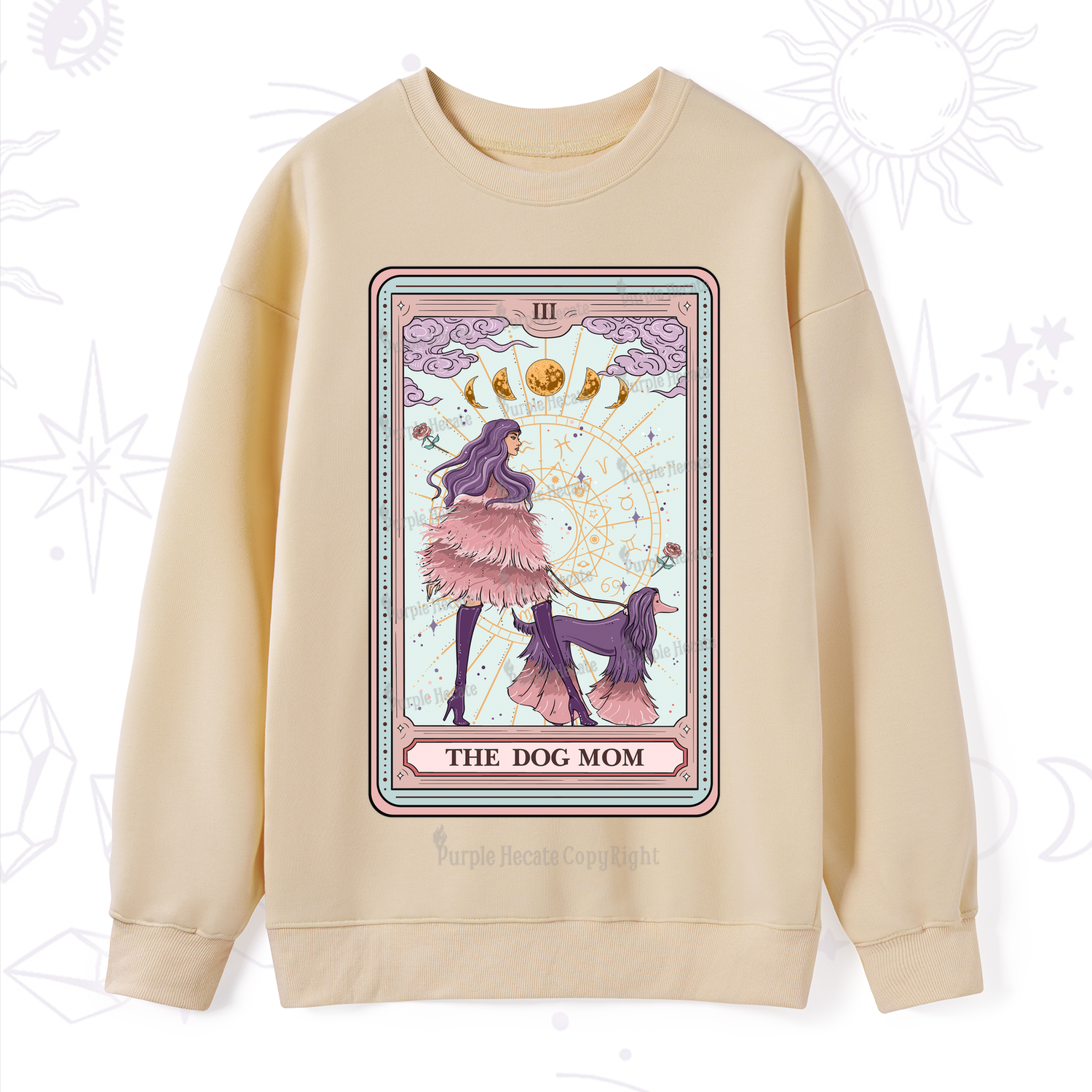 Purplehecate The Fashionable Dog Mom Tarot Card Sweatshirt