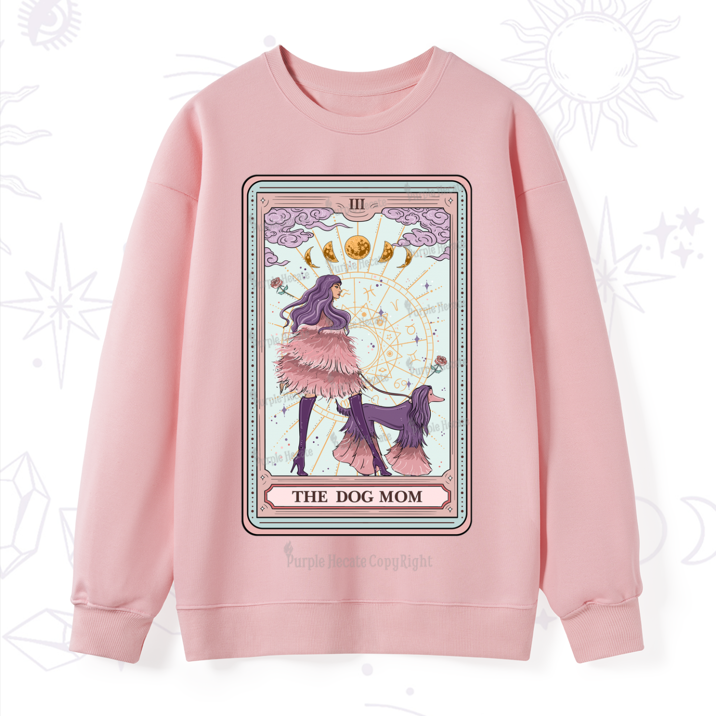 Purplehecate The Fashionable Dog Mom Tarot Card Sweatshirt