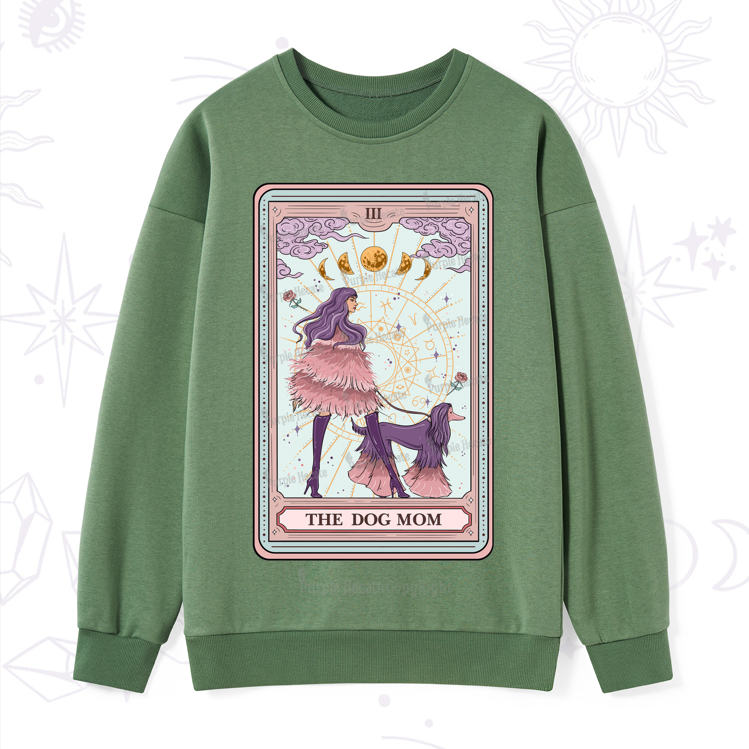 Purplehecate The Fashionable Dog Mom Tarot Card Sweatshirt