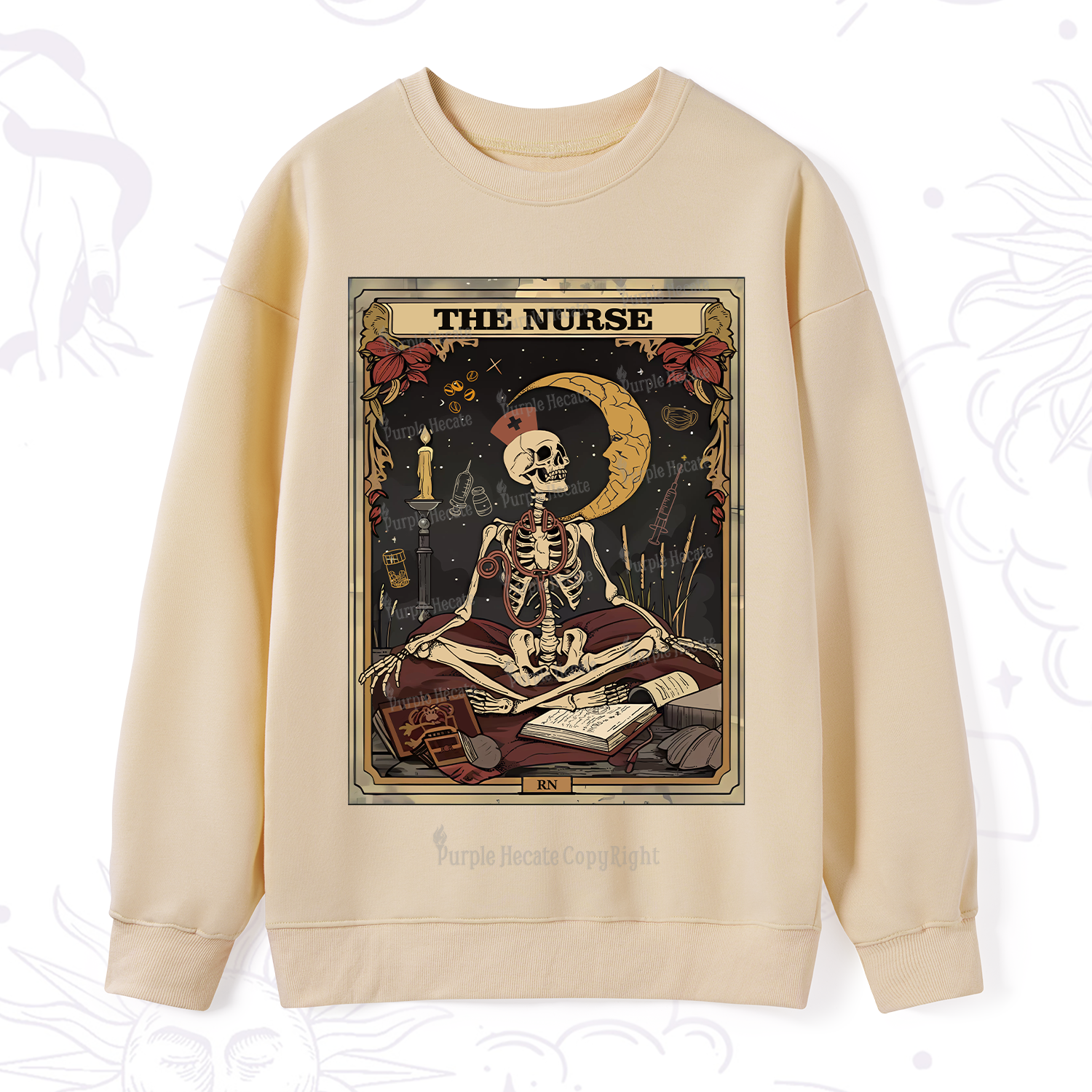 Purplehecate The Nurse Tarot Card Sweatshirt