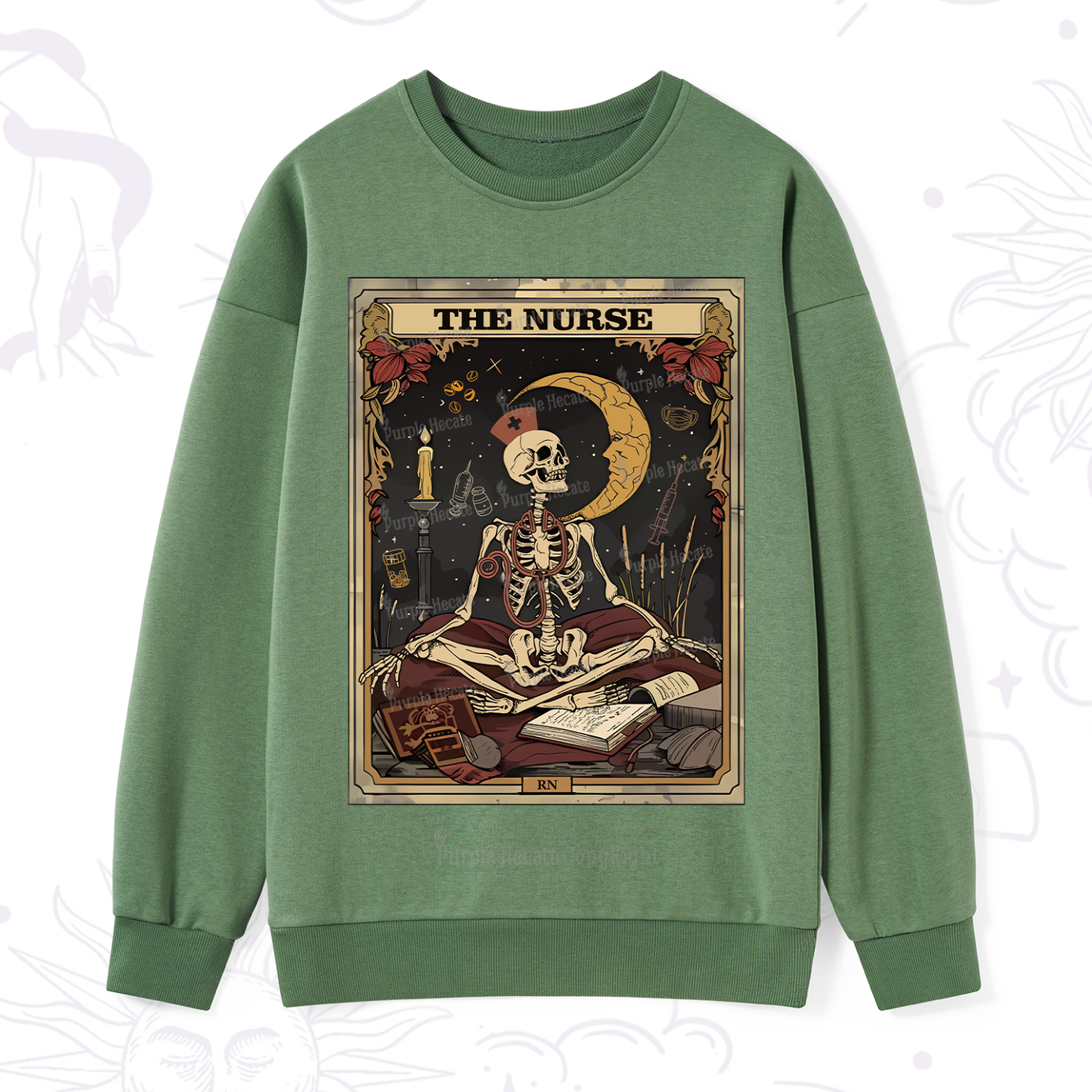Purplehecate The Nurse Tarot Card Sweatshirt