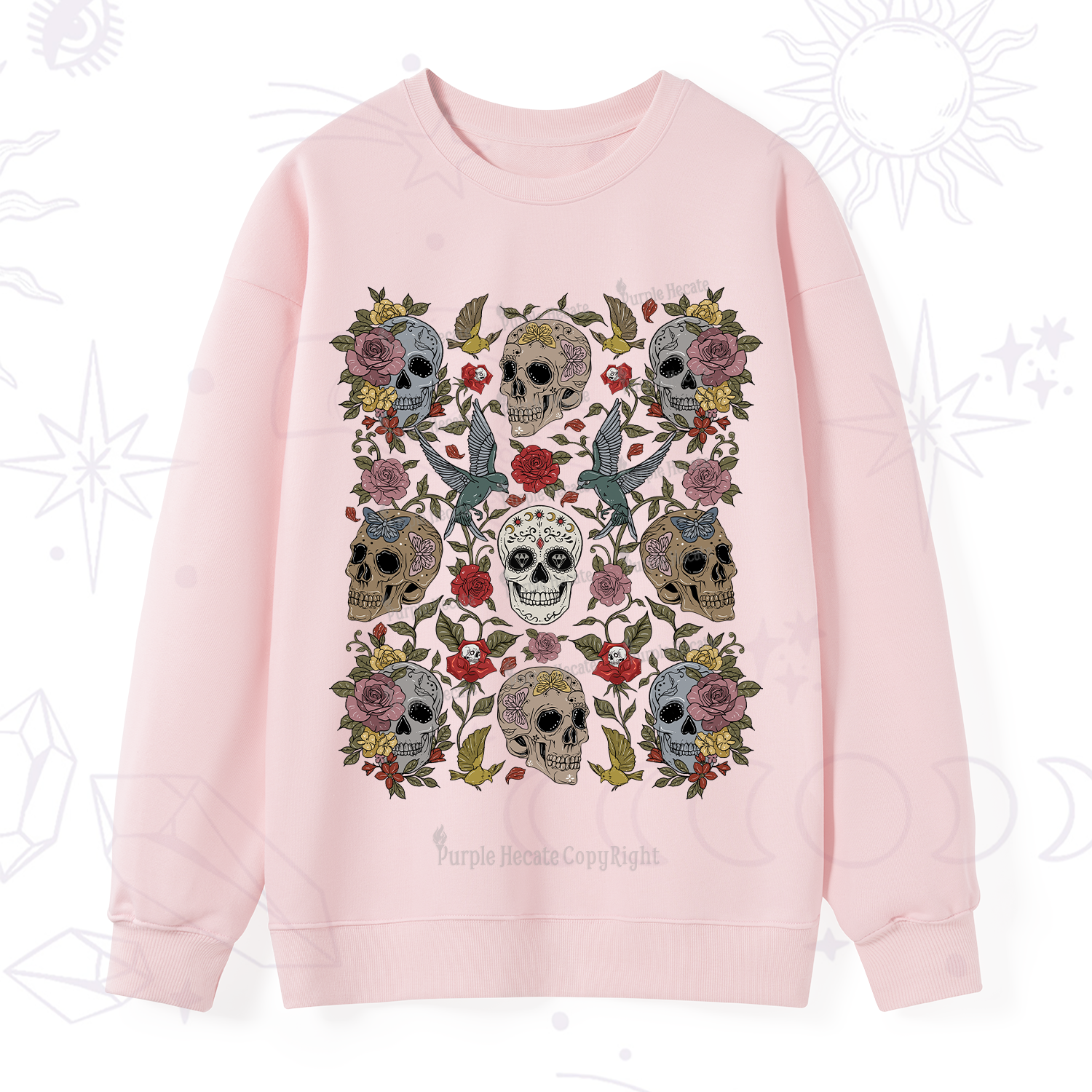 Purplehecate Skull Floral Sweatshirt