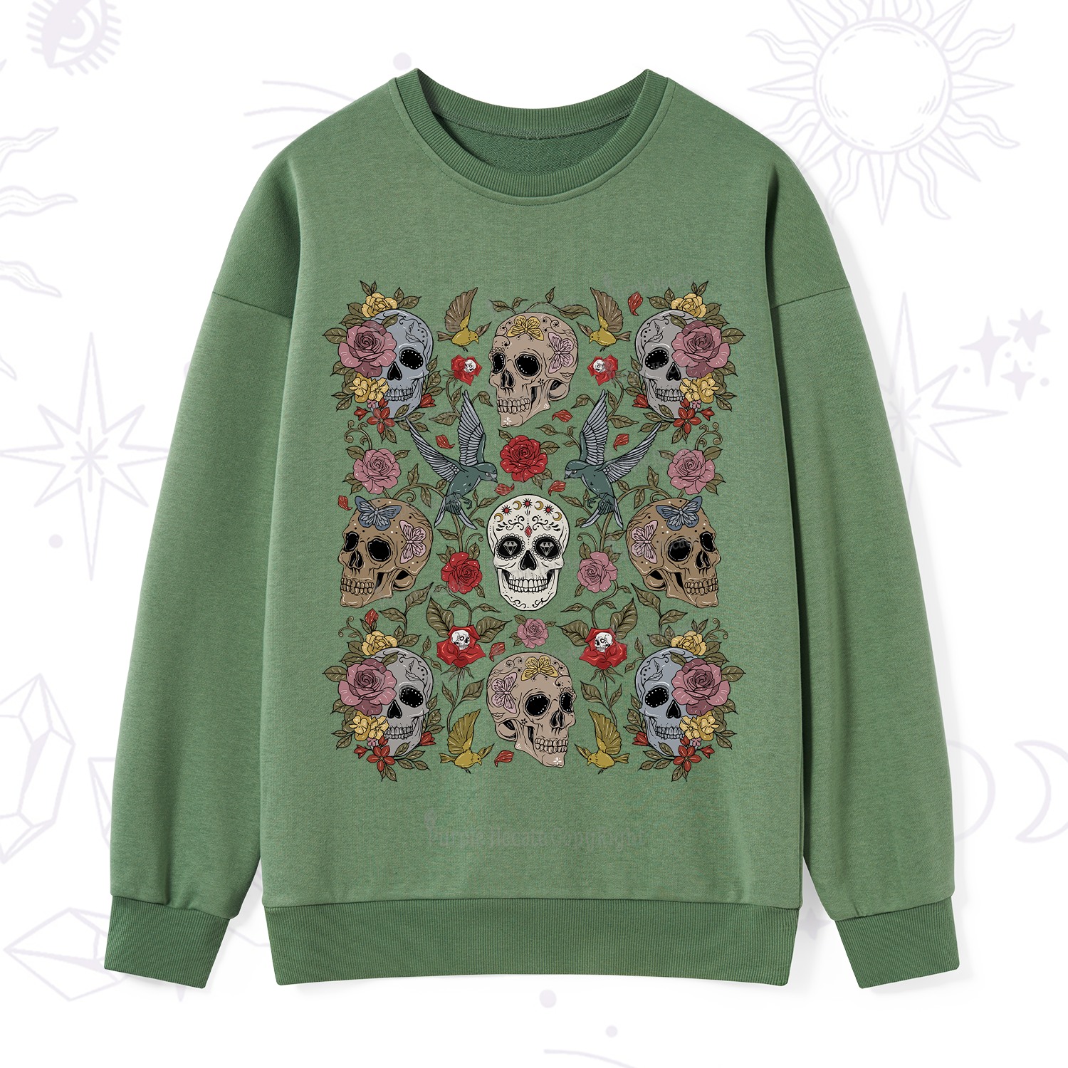 Purplehecate Skull Floral Sweatshirt