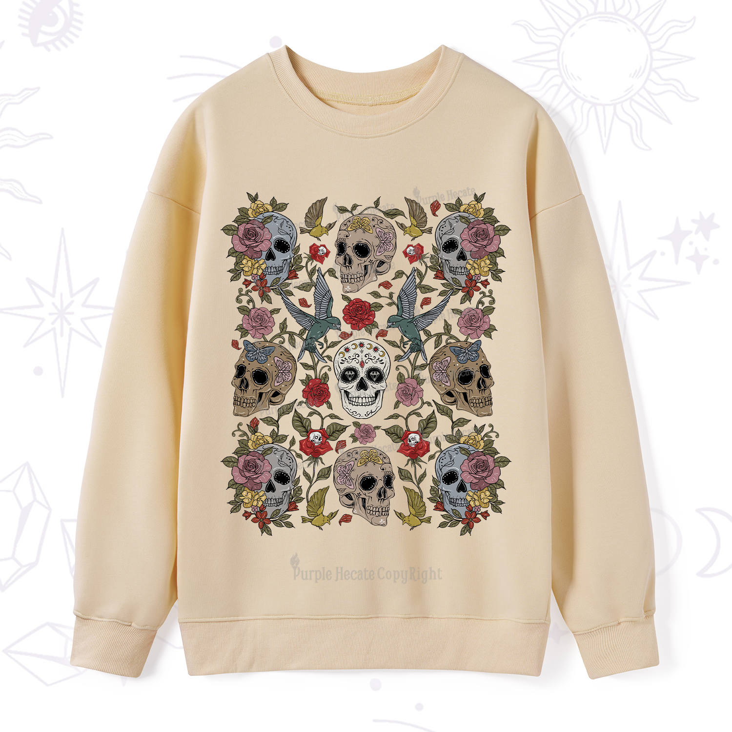 Purplehecate Skull Floral Sweatshirt