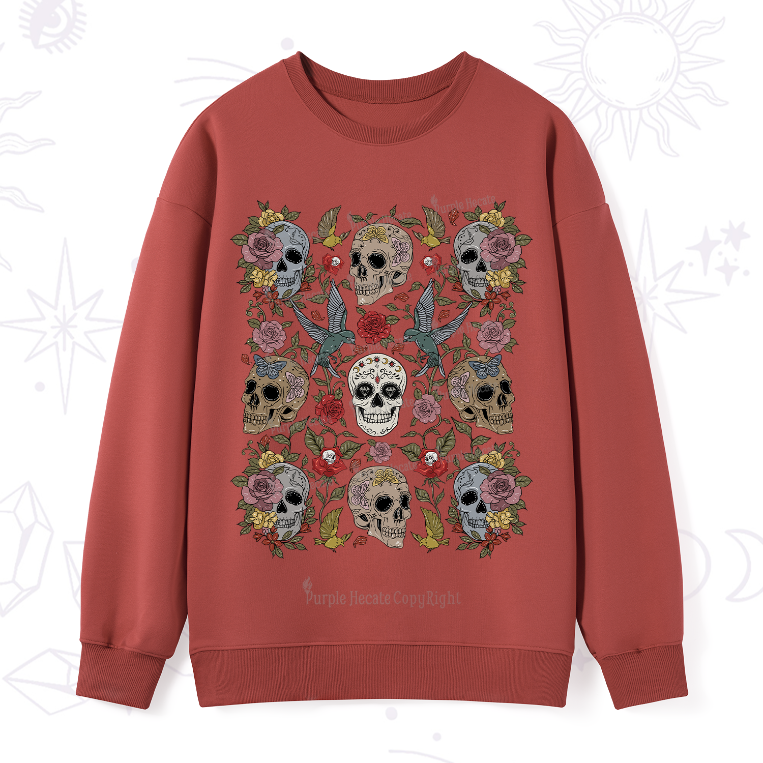 Purplehecate Skull Floral Sweatshirt