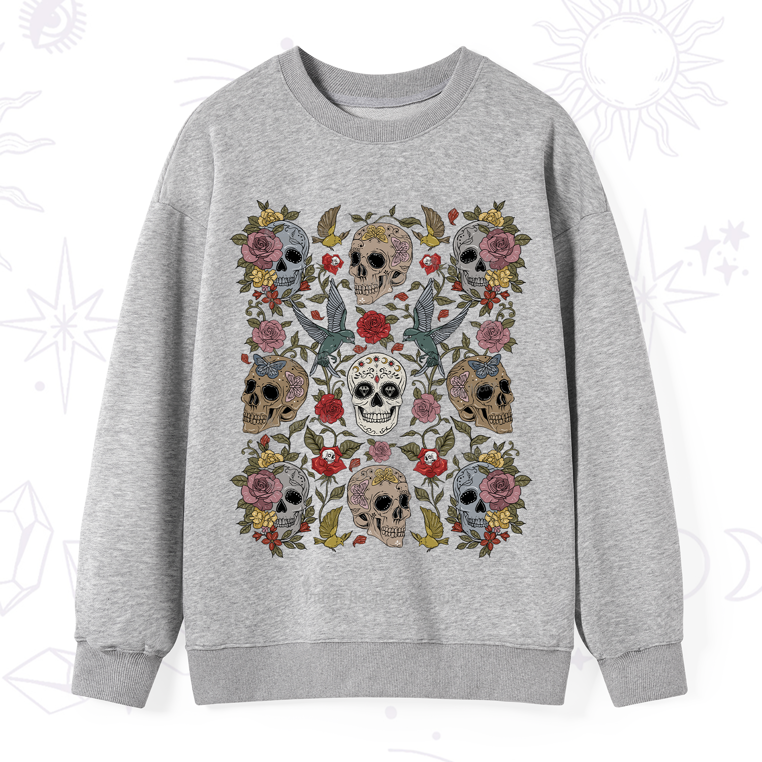 Purplehecate Skull Floral Sweatshirt