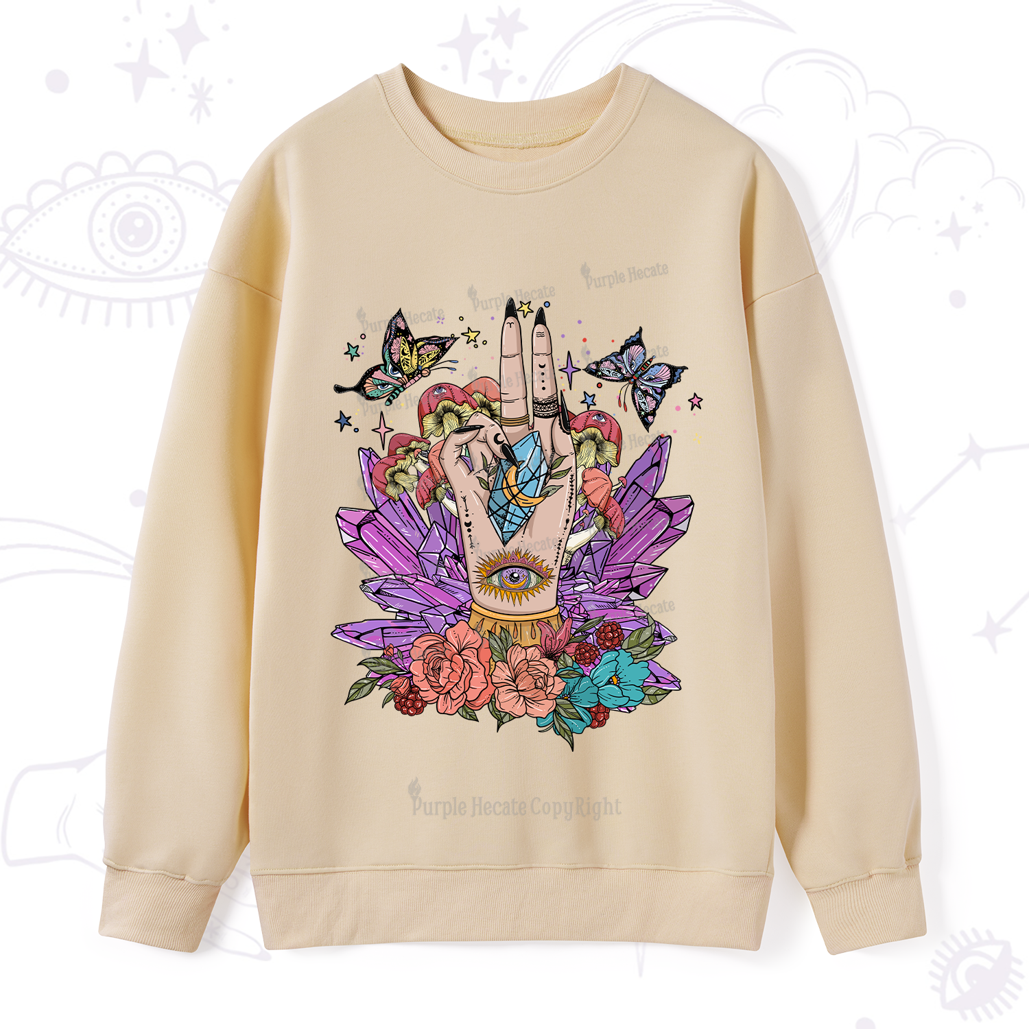 Purplehecate Crystal Witchy Hand Sweatshirt
