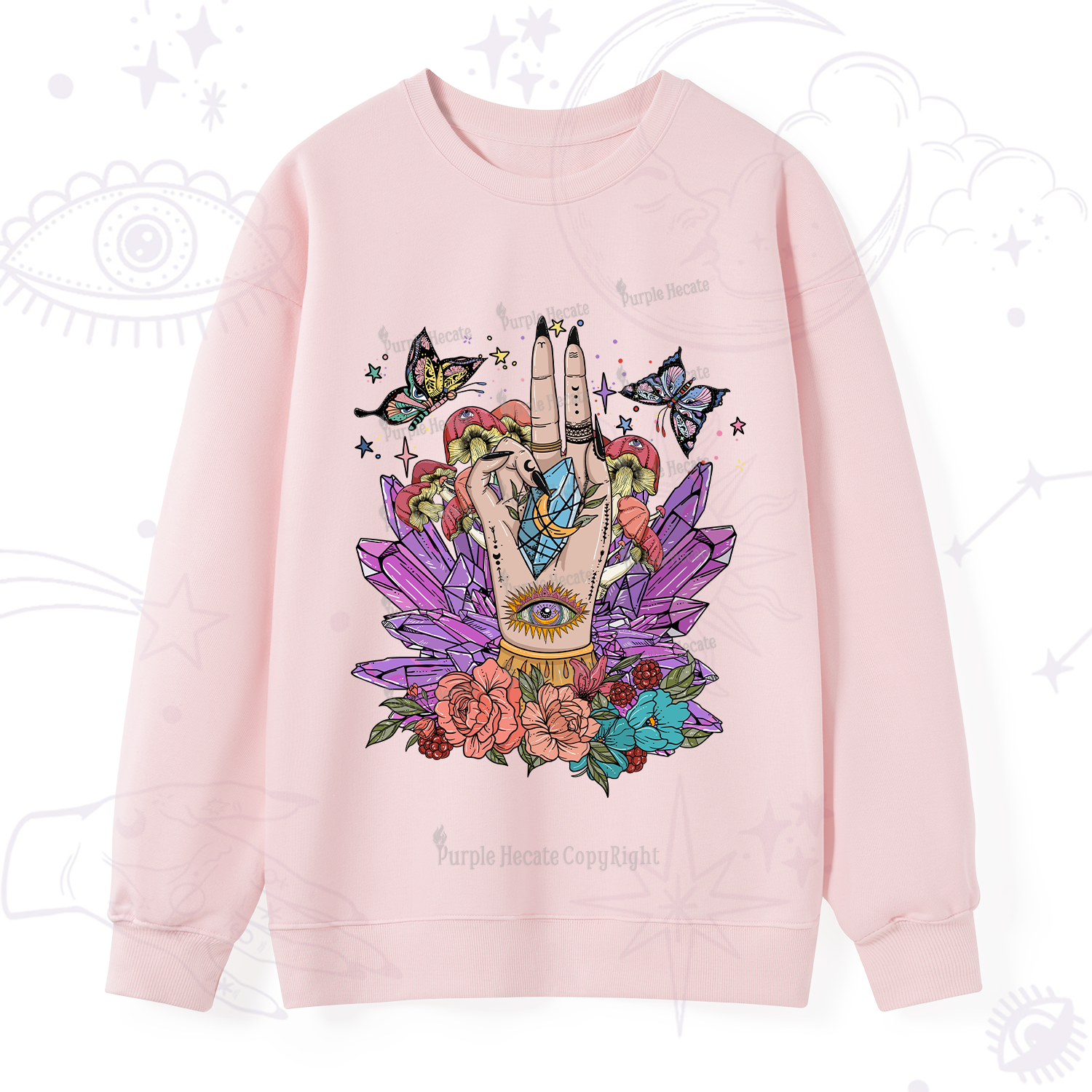 Purplehecate Crystal Witchy Hand Sweatshirt