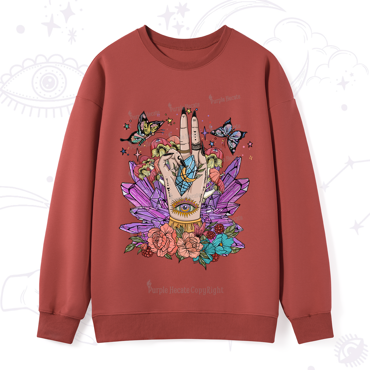 Purplehecate Crystal Witchy Hand Sweatshirt