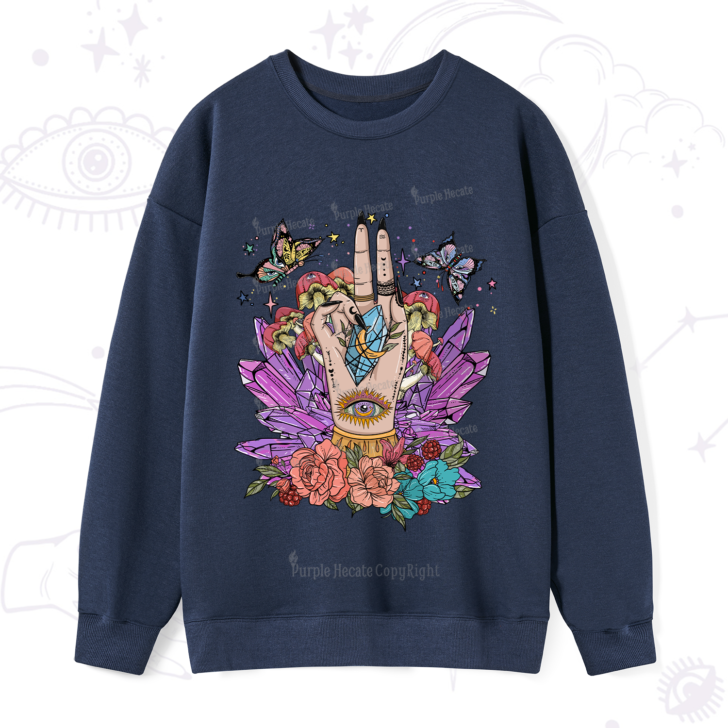 Purplehecate Crystal Witchy Hand Sweatshirt