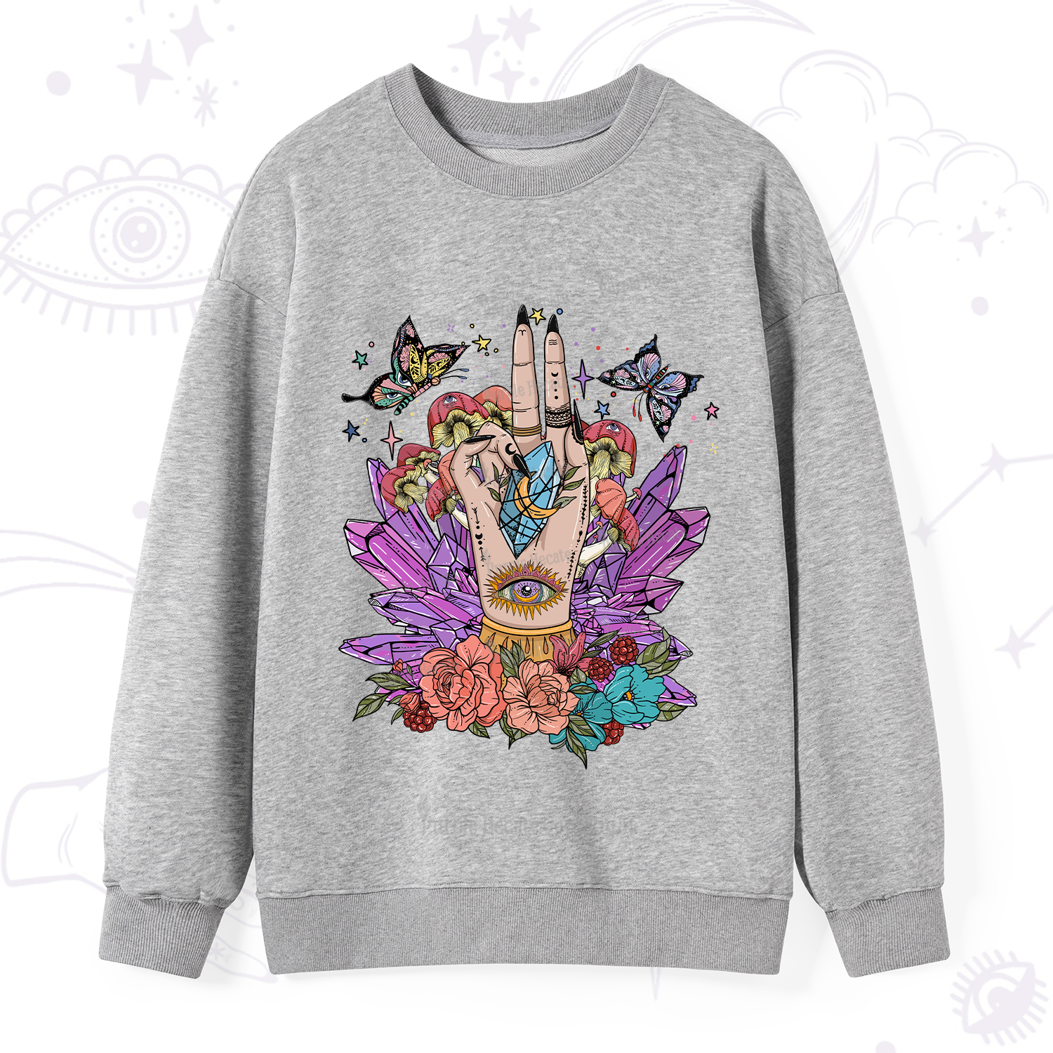 Purplehecate Crystal Witchy Hand Sweatshirt