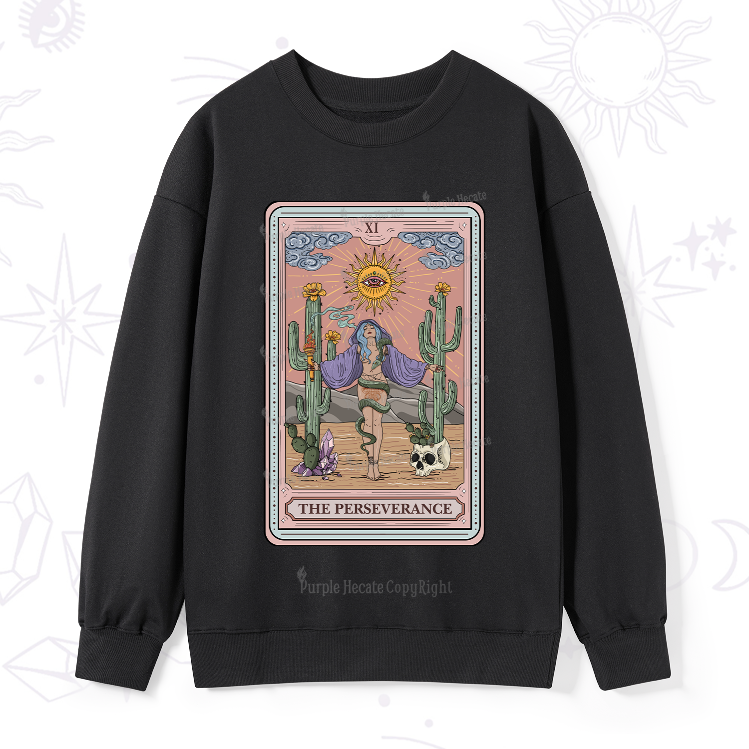 Purplehecate The Perseverance Tarot Card Sweatshirt