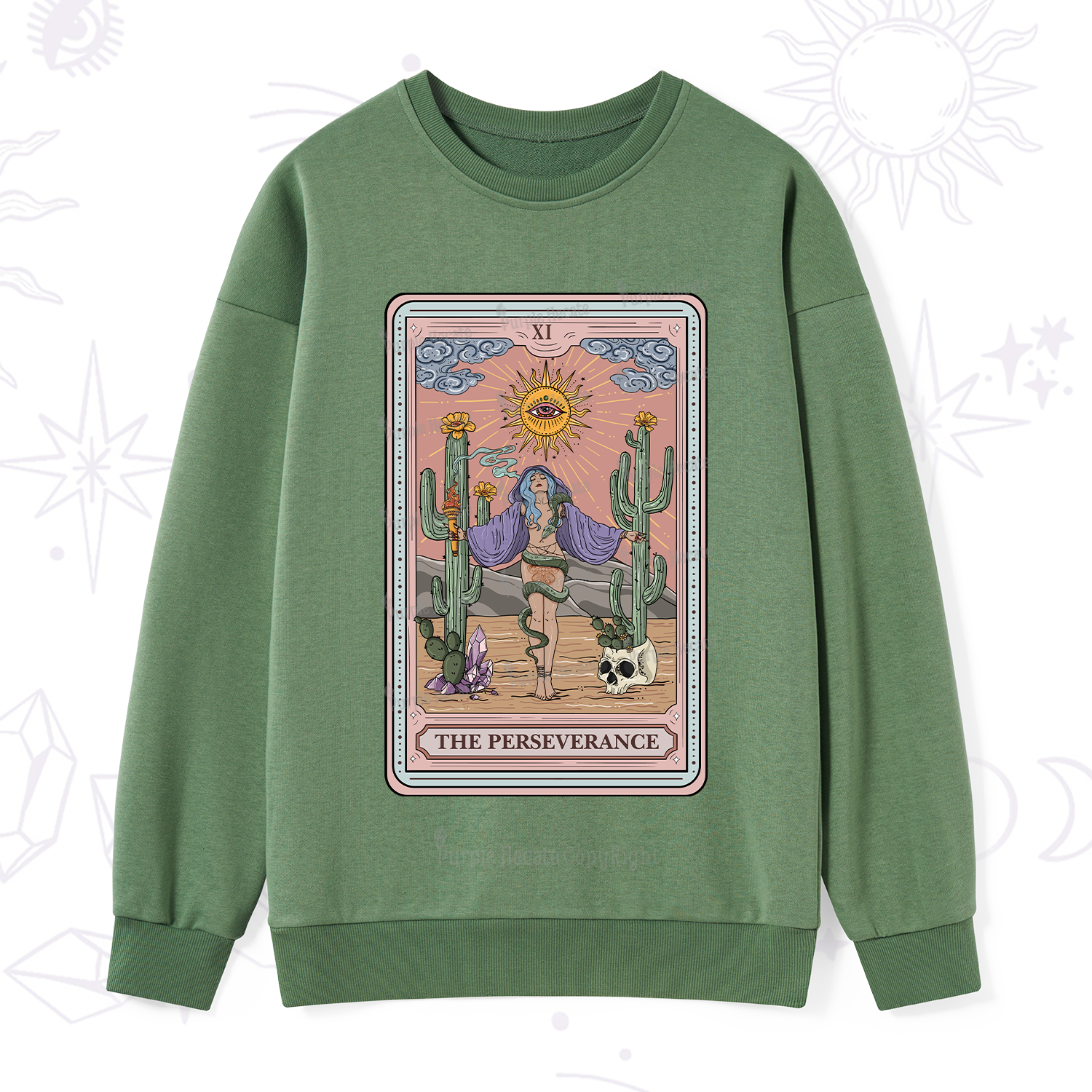 Purplehecate The Perseverance Tarot Card Sweatshirt