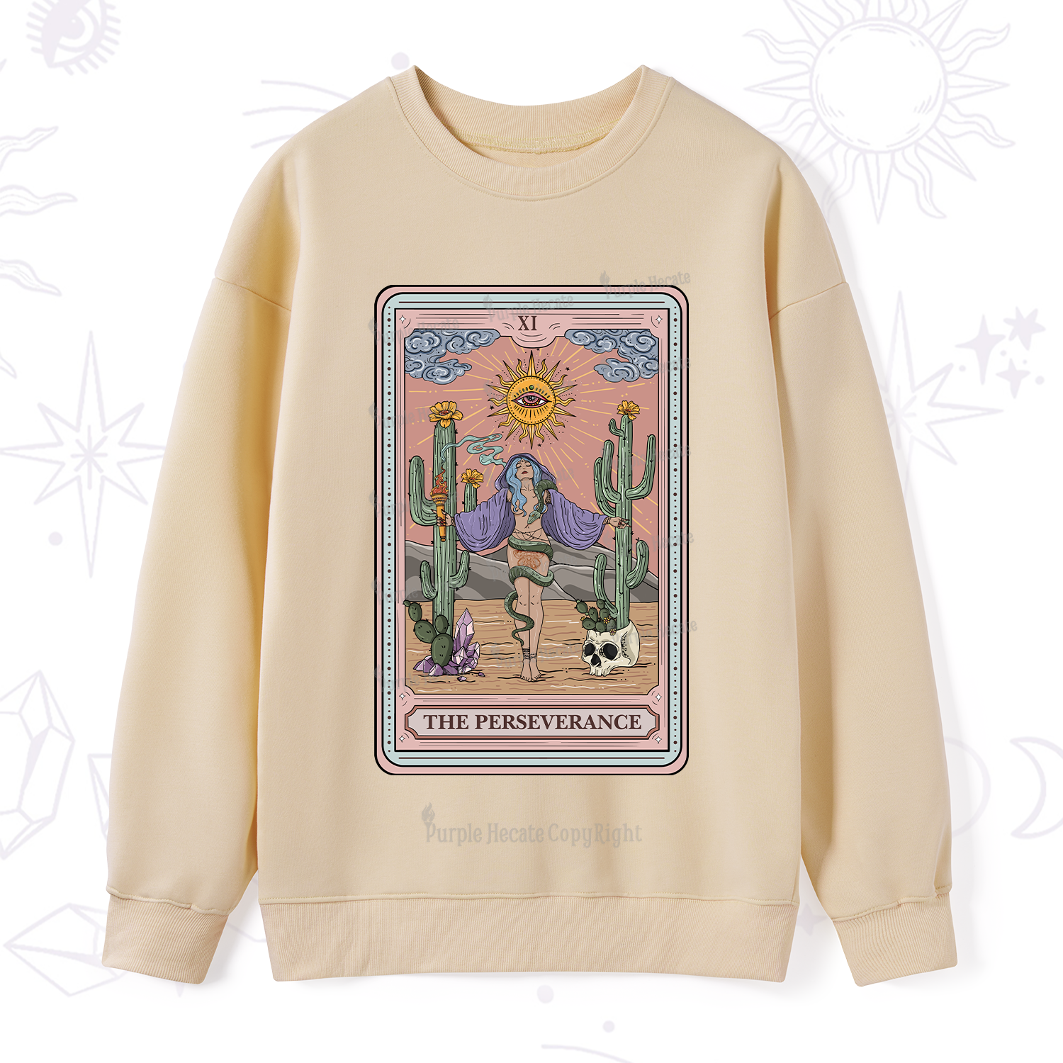 Purplehecate The Perseverance Tarot Card Sweatshirt
