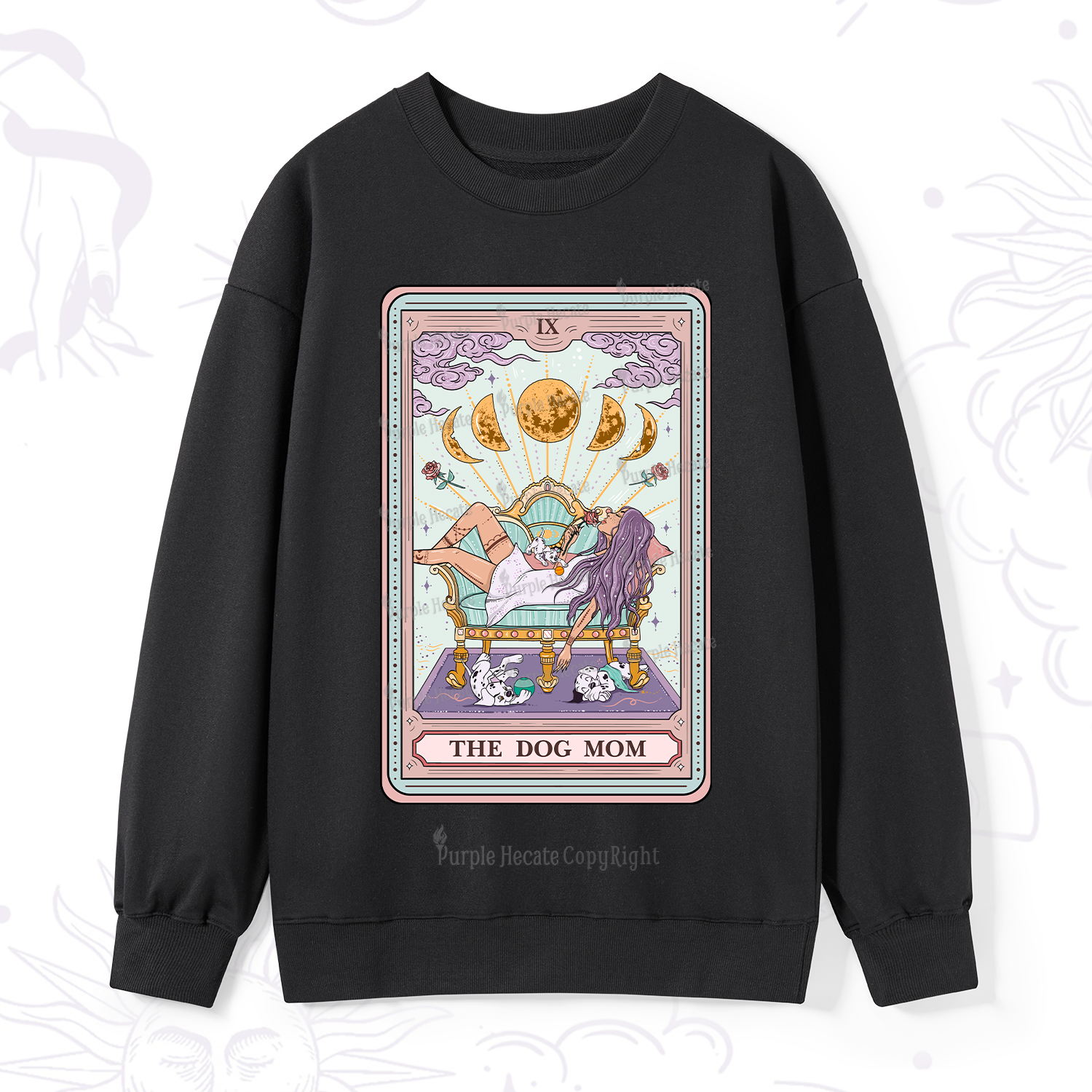 Purplehecate The Dog Mom Tarot Card Sweatshirt