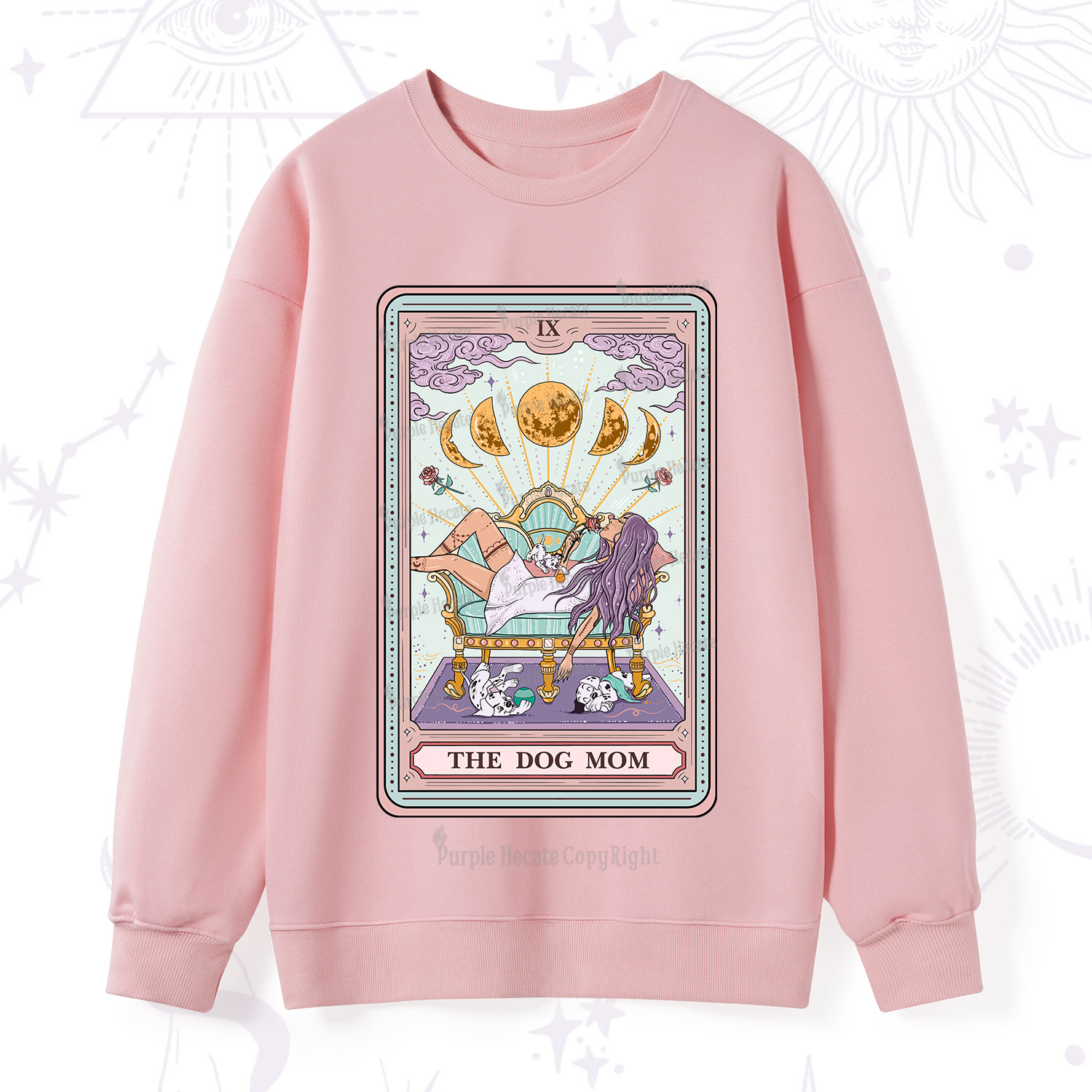 Purplehecate The Dog Mom Tarot Card Sweatshirt