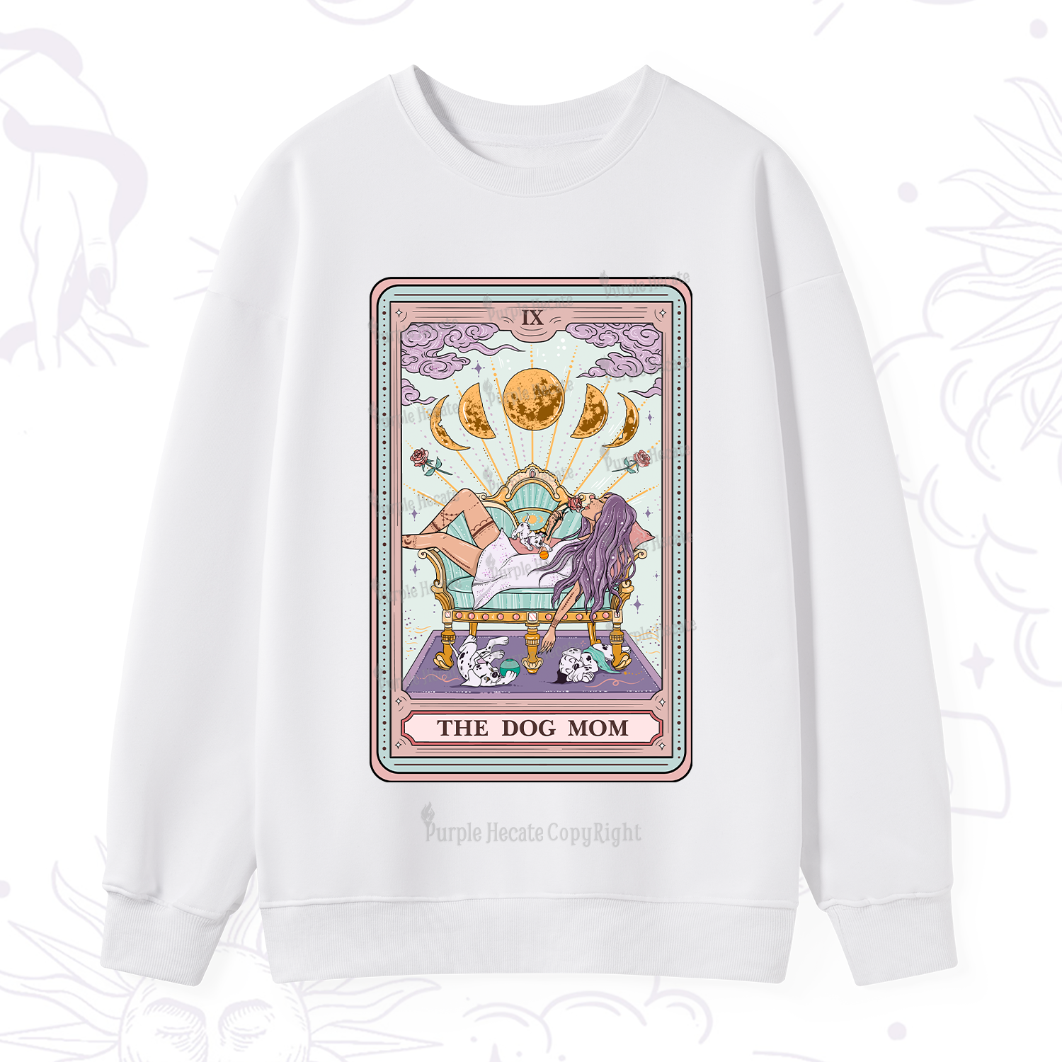Purplehecate The Dog Mom Tarot Card Sweatshirt