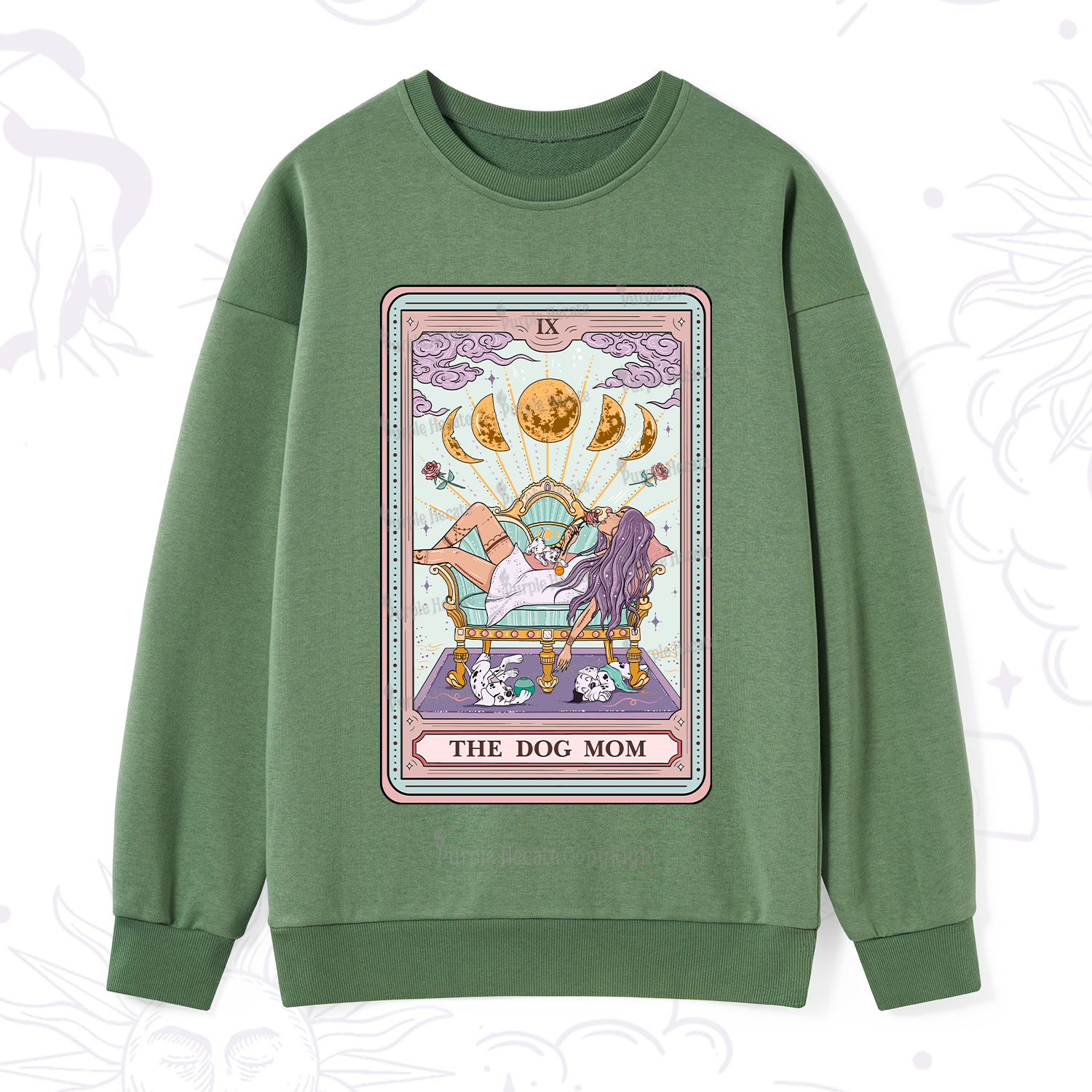 Purplehecate The Dog Mom Tarot Card Sweatshirt