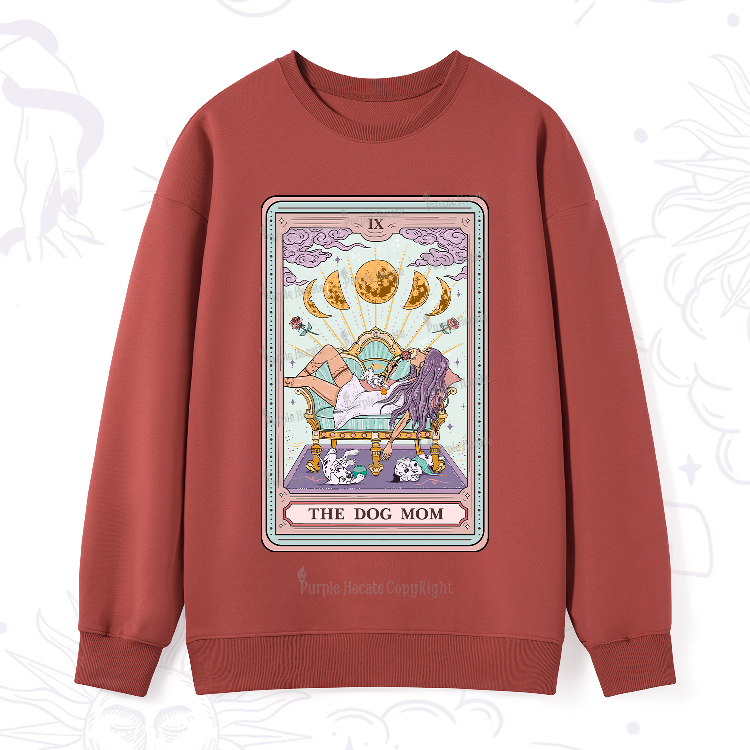 Purplehecate The Dog Mom Tarot Card Sweatshirt