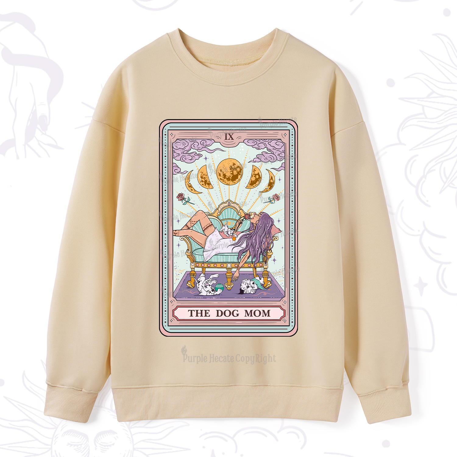 Purplehecate The Dog Mom Tarot Card Sweatshirt