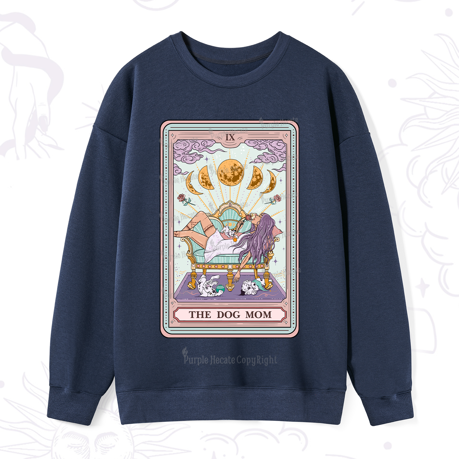 Purplehecate The Dog Mom Tarot Card Sweatshirt