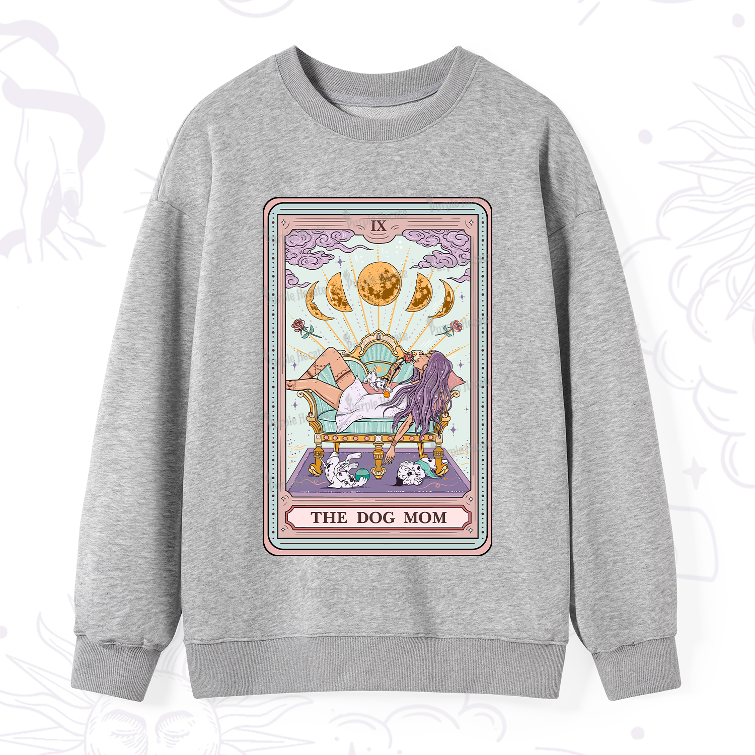 Purplehecate The Dog Mom Tarot Card Sweatshirt