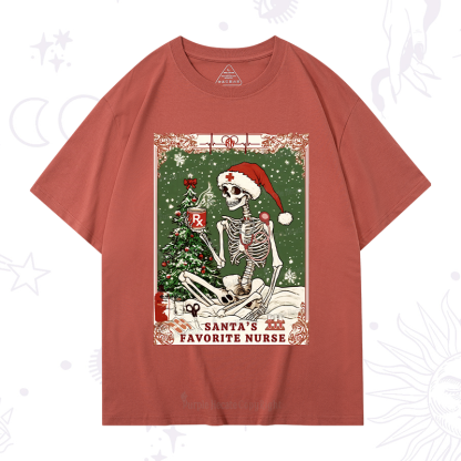 Purplehecate Christmas Santa's Favorite Nurse Tarot T-Shirt